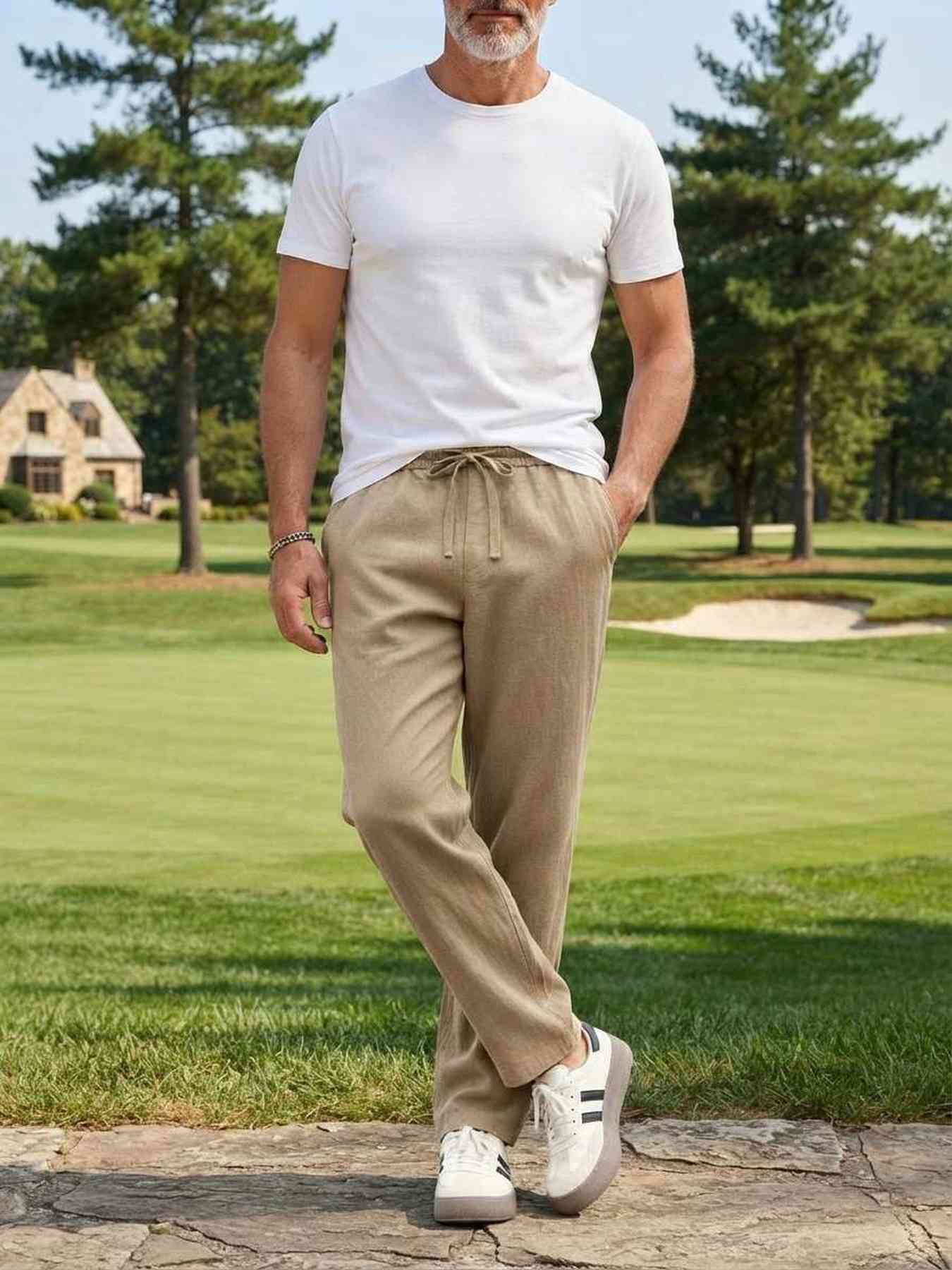 Pantalon décontracté homme tendance jambe droite 9po