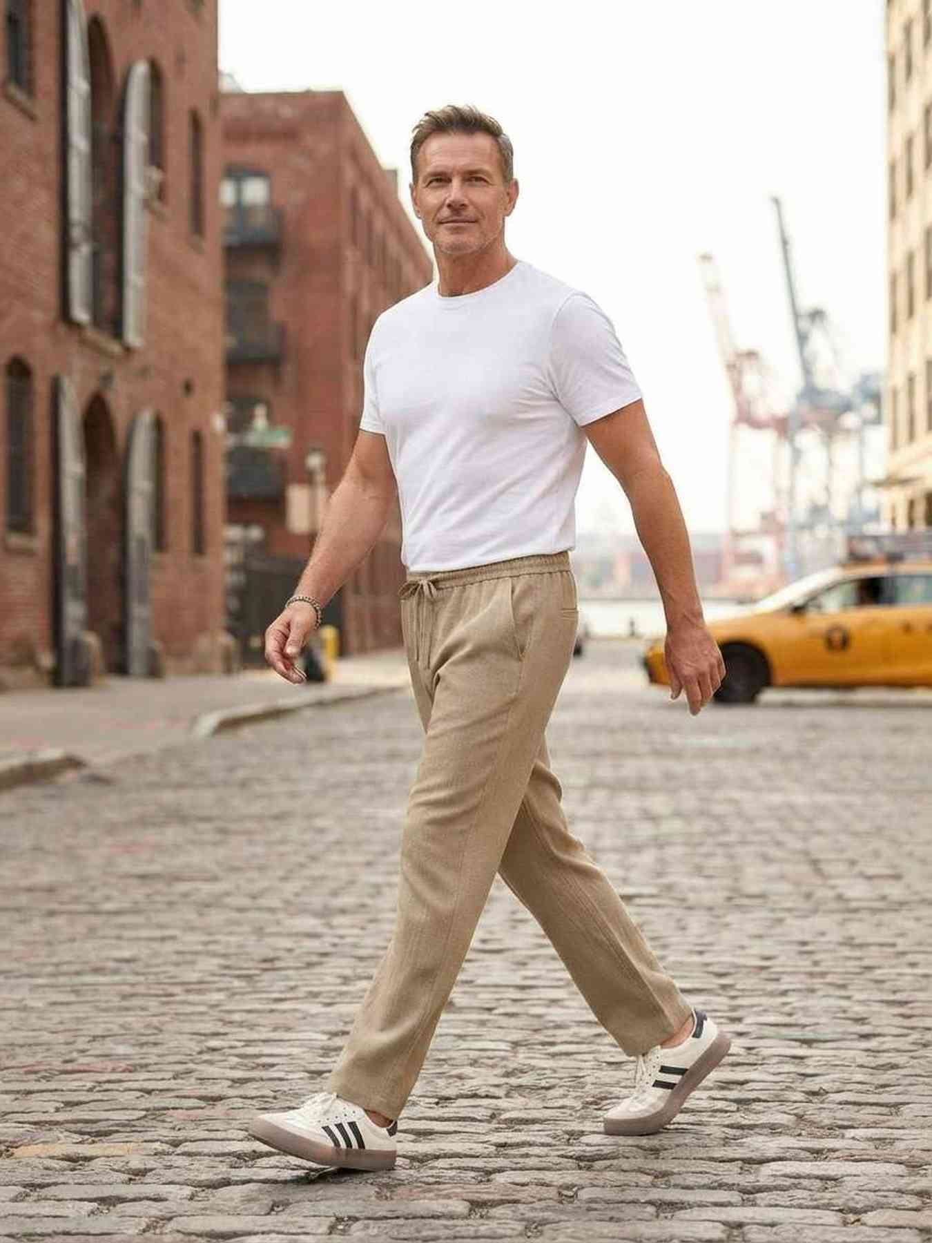 Pantalon casual homme tendance cordon