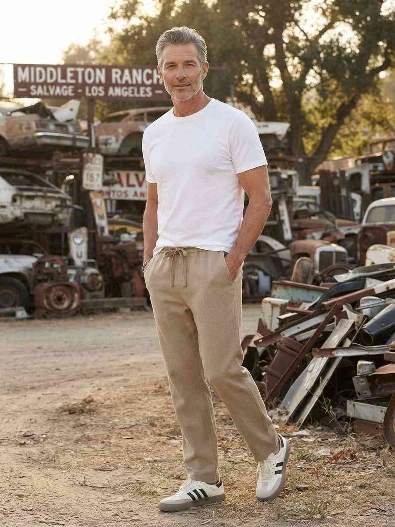 Pantalon décontracté homme tendance jambe droite 9po