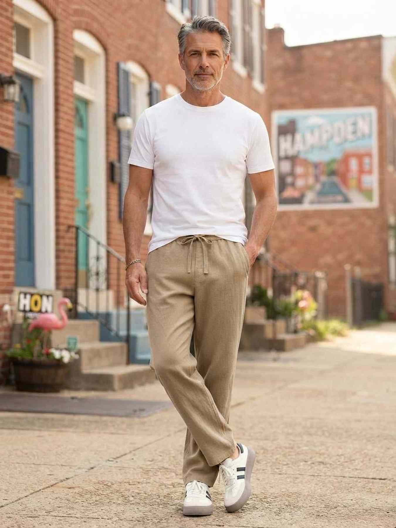 Pantalon décontracté homme tendance jambe droite 9po