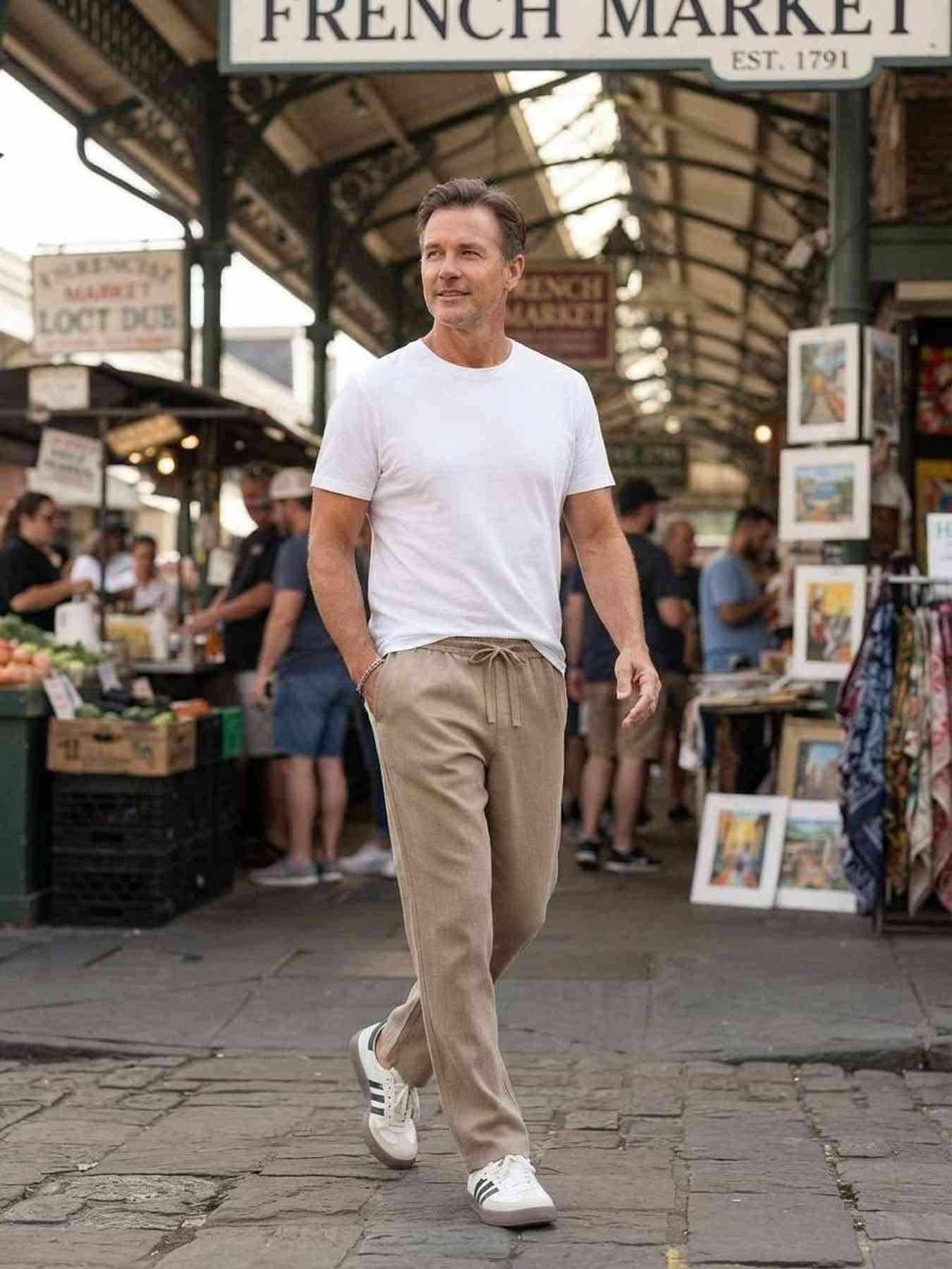 Pantalon casual homme tendance cordon