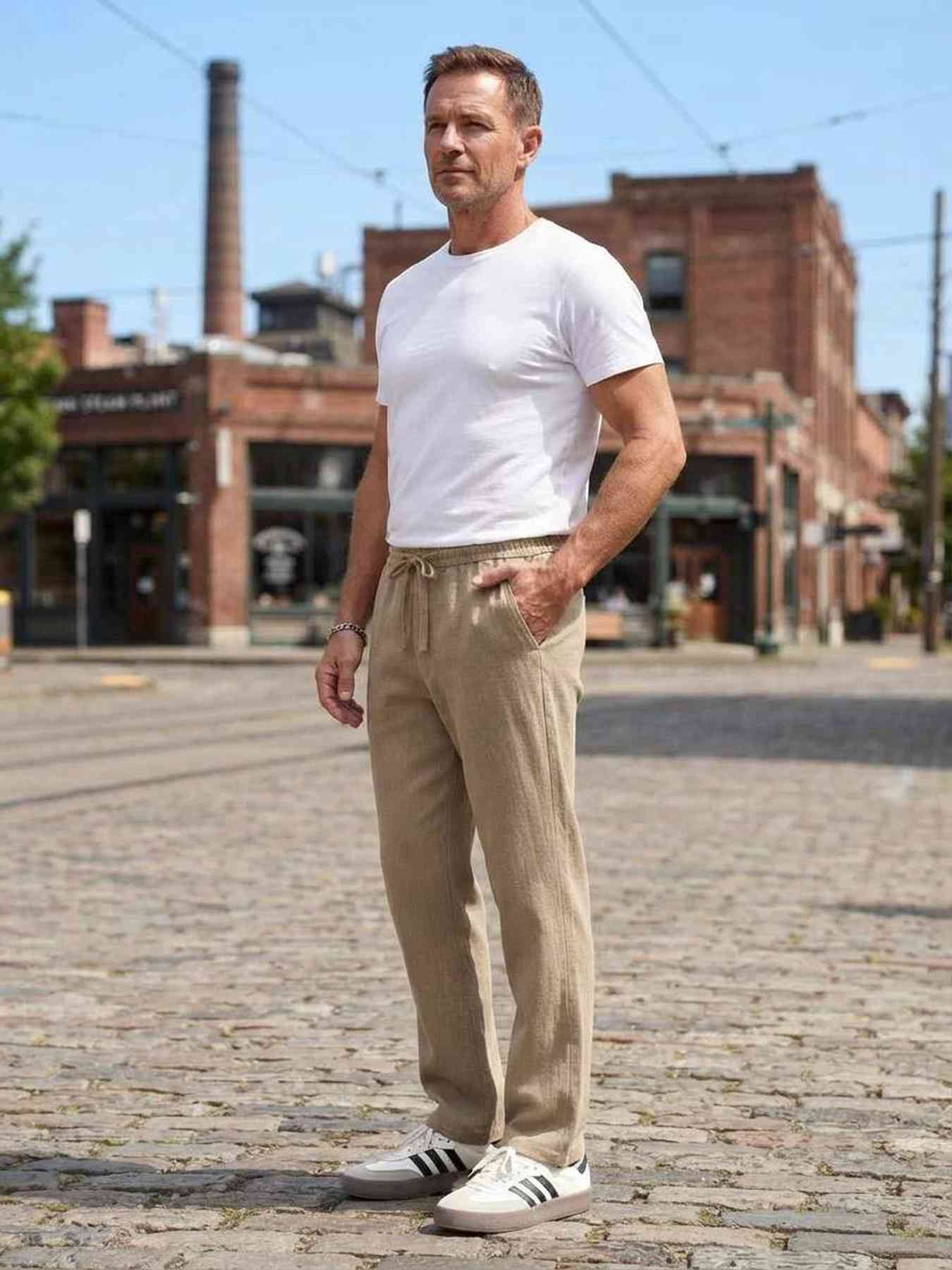 Pantalon casual homme tendance corduroy ajusté