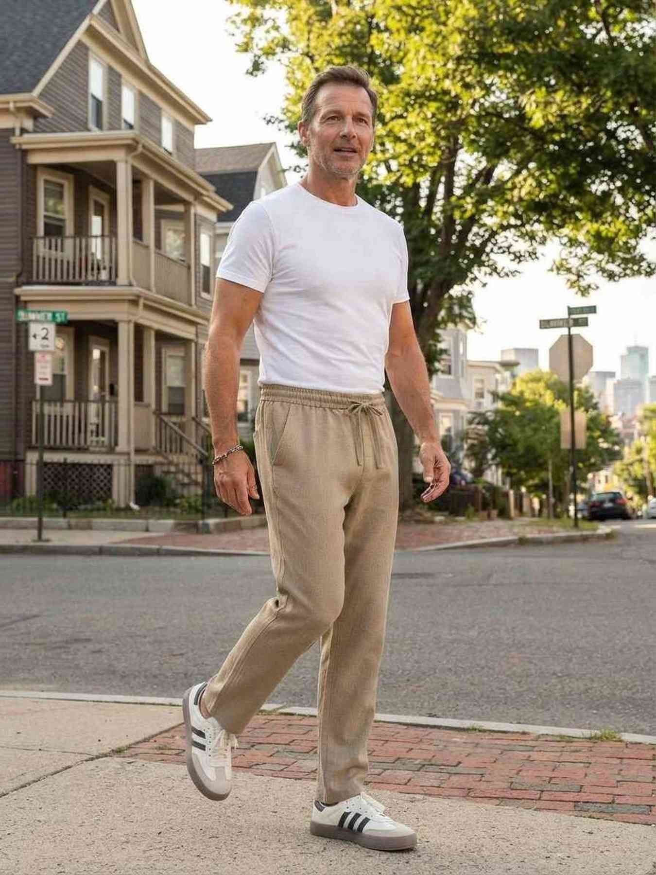 Pantalon décontracté homme tendance jambe droite 9po