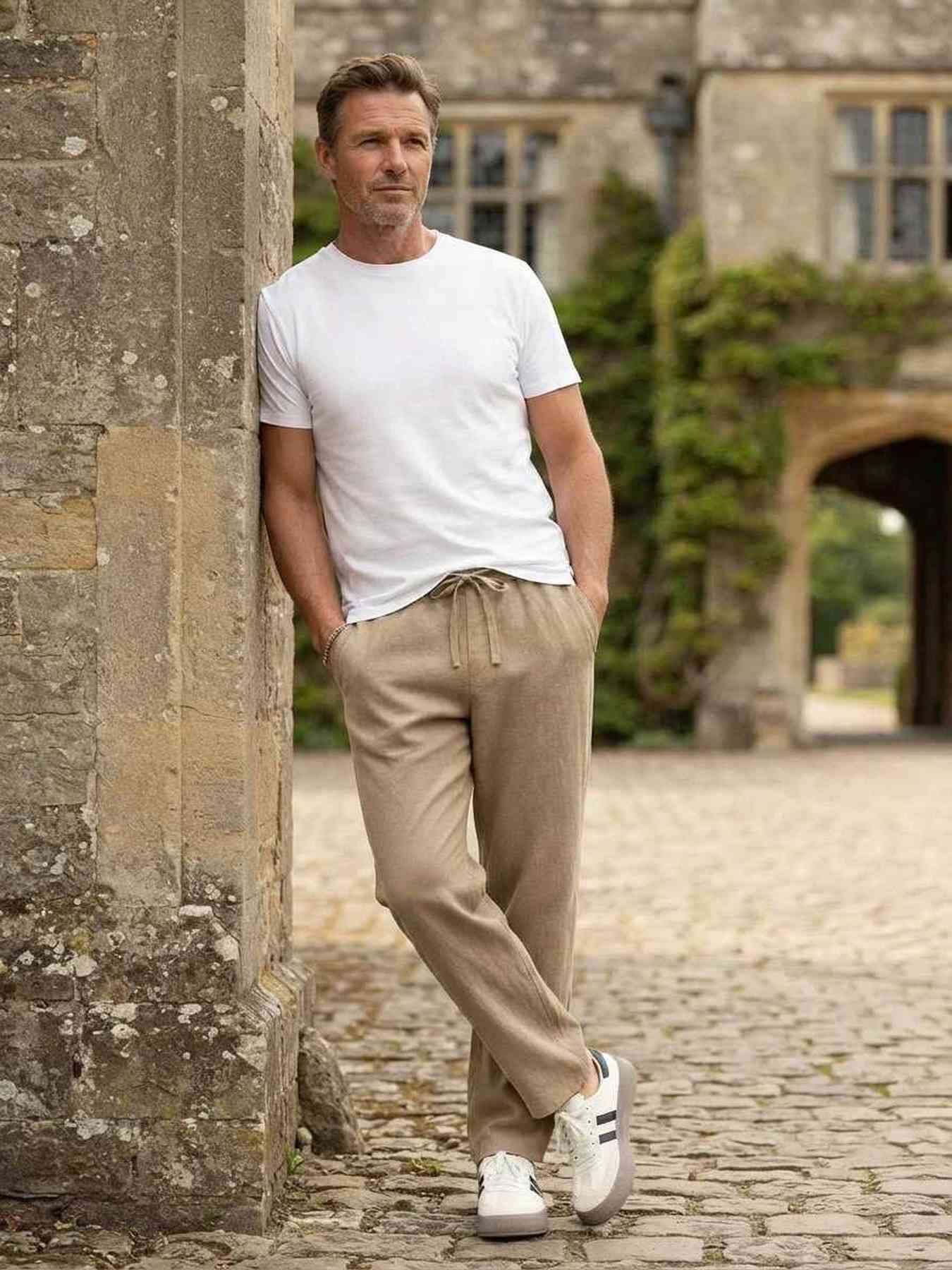 Pantalon casual homme en velours côtelé, coupe droite, anti-froissement