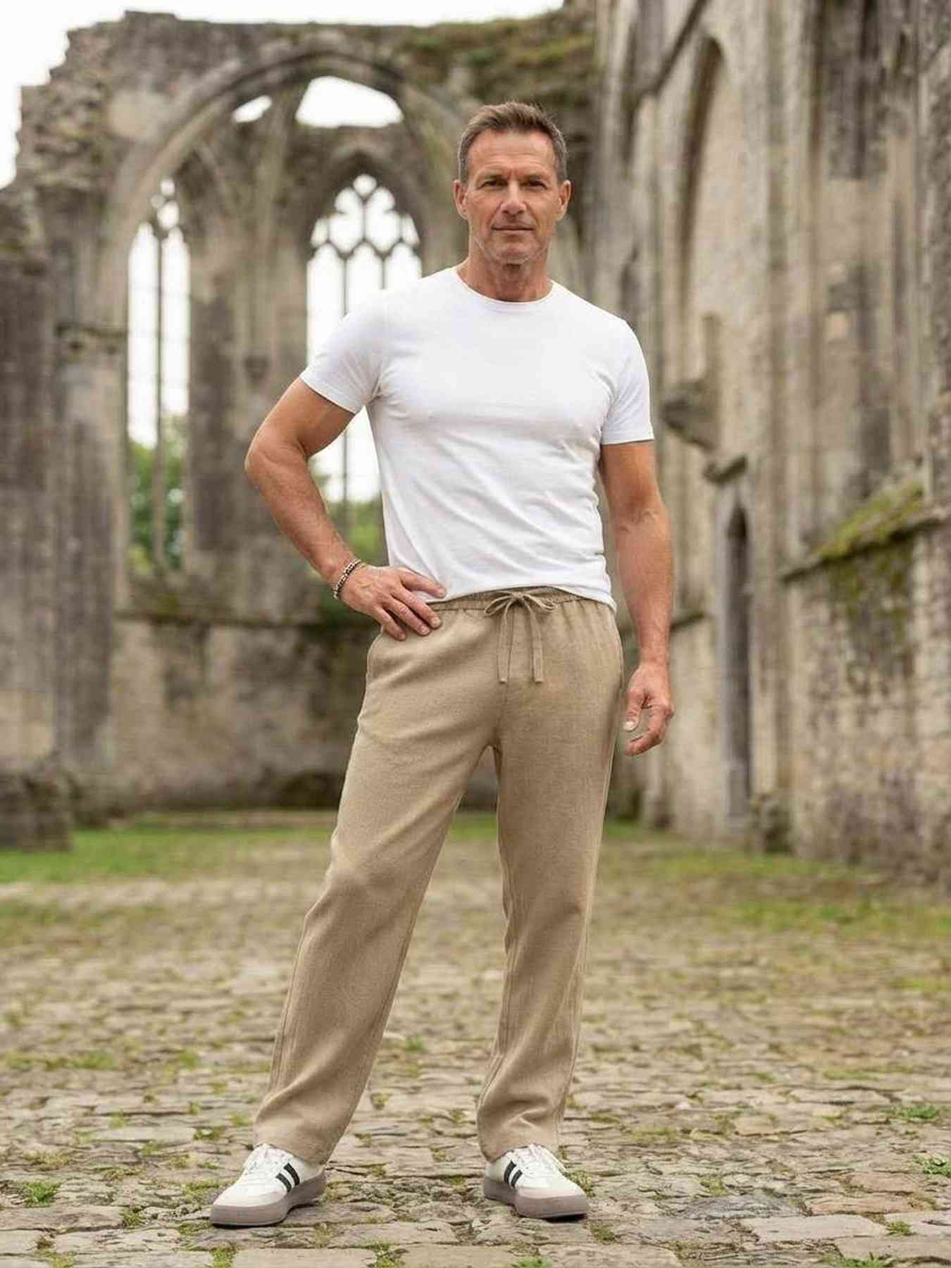 Pantalon casual tendance homme, coupe droite, corduroy, antirides, 9 po