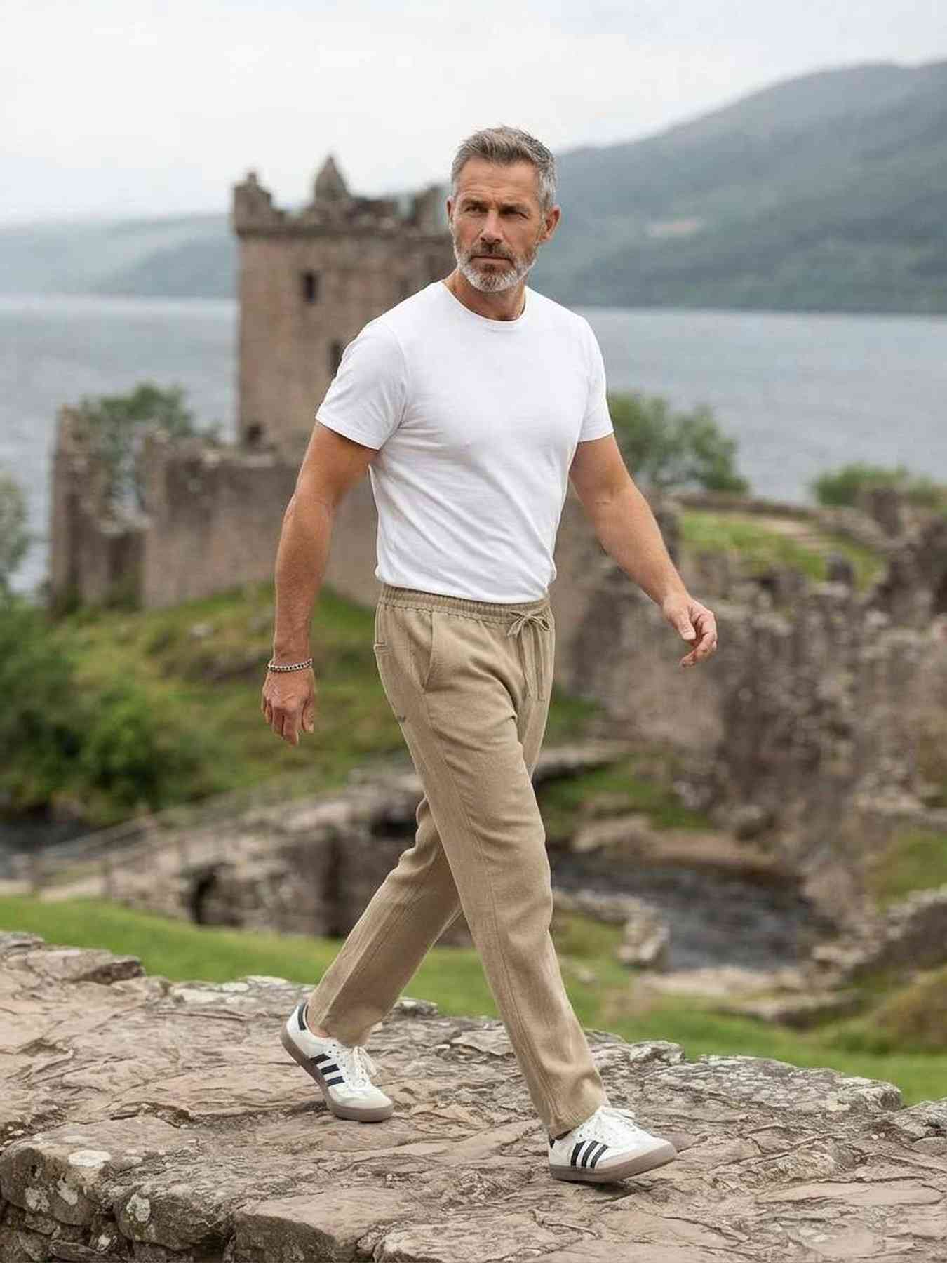 Pantalon casual homme tendance ajusté
