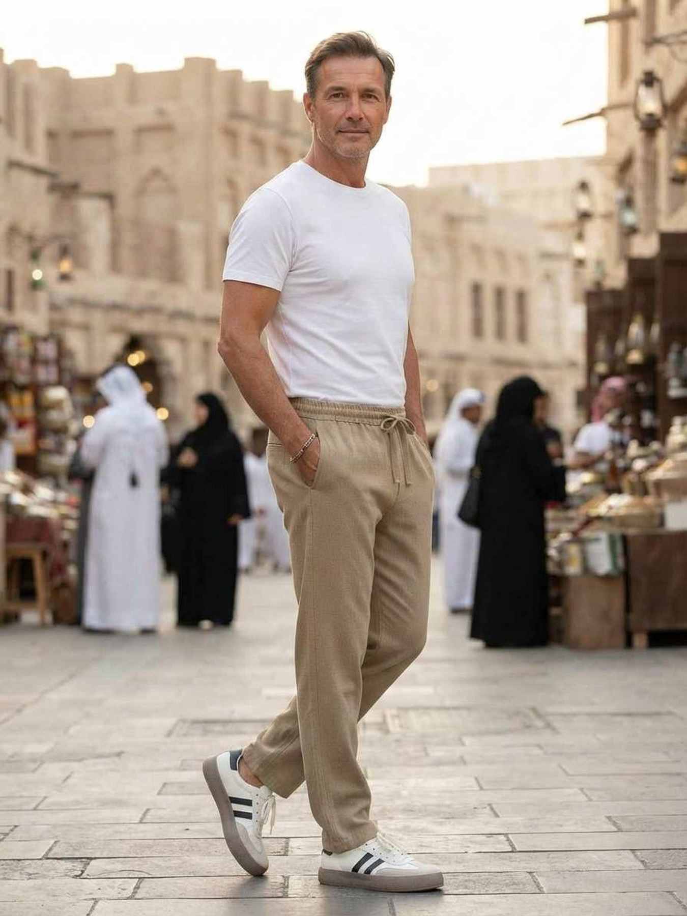 Pantalon casual homme tendance ajusté