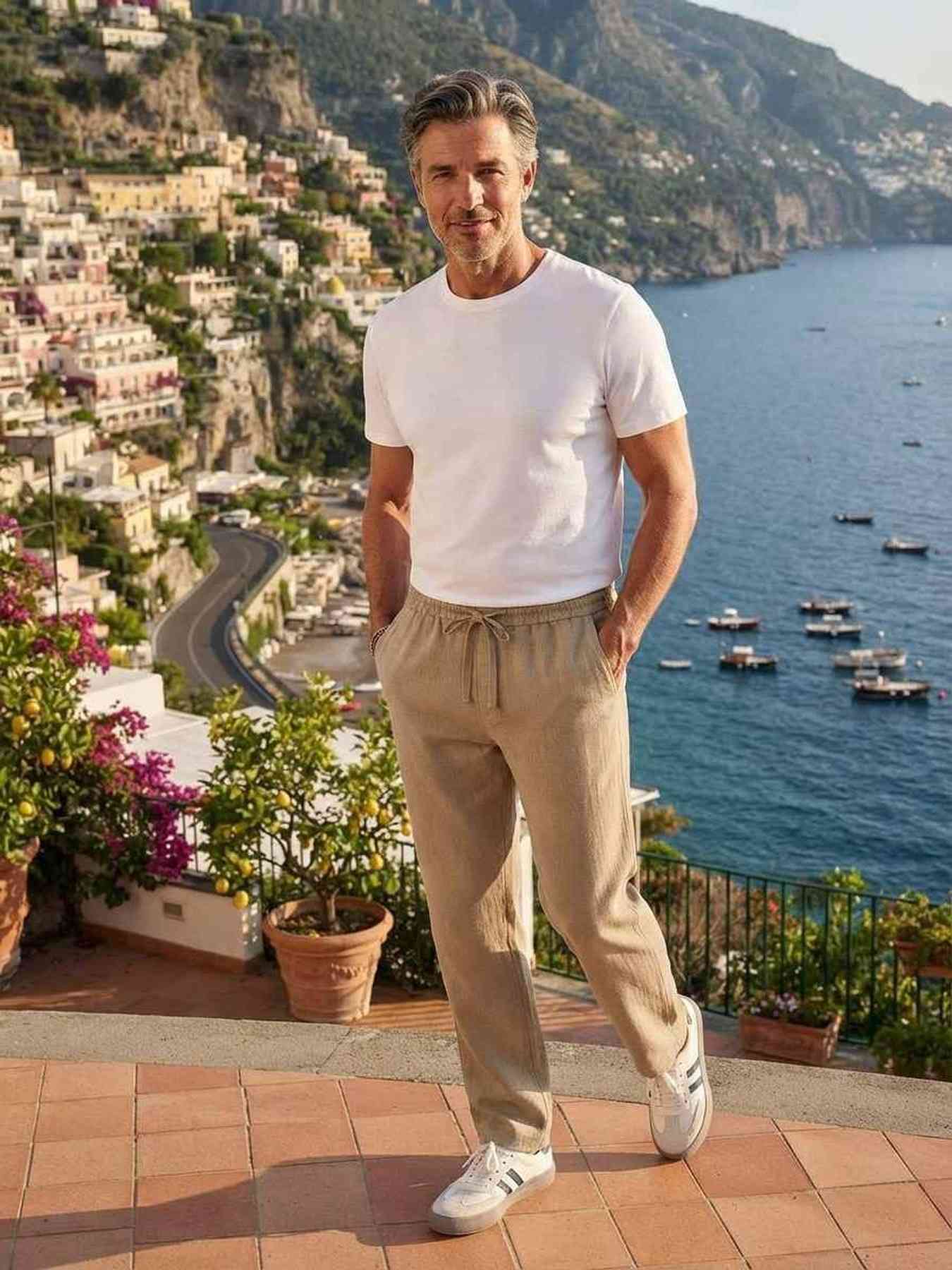 Pantalon décontracté homme tendance coton