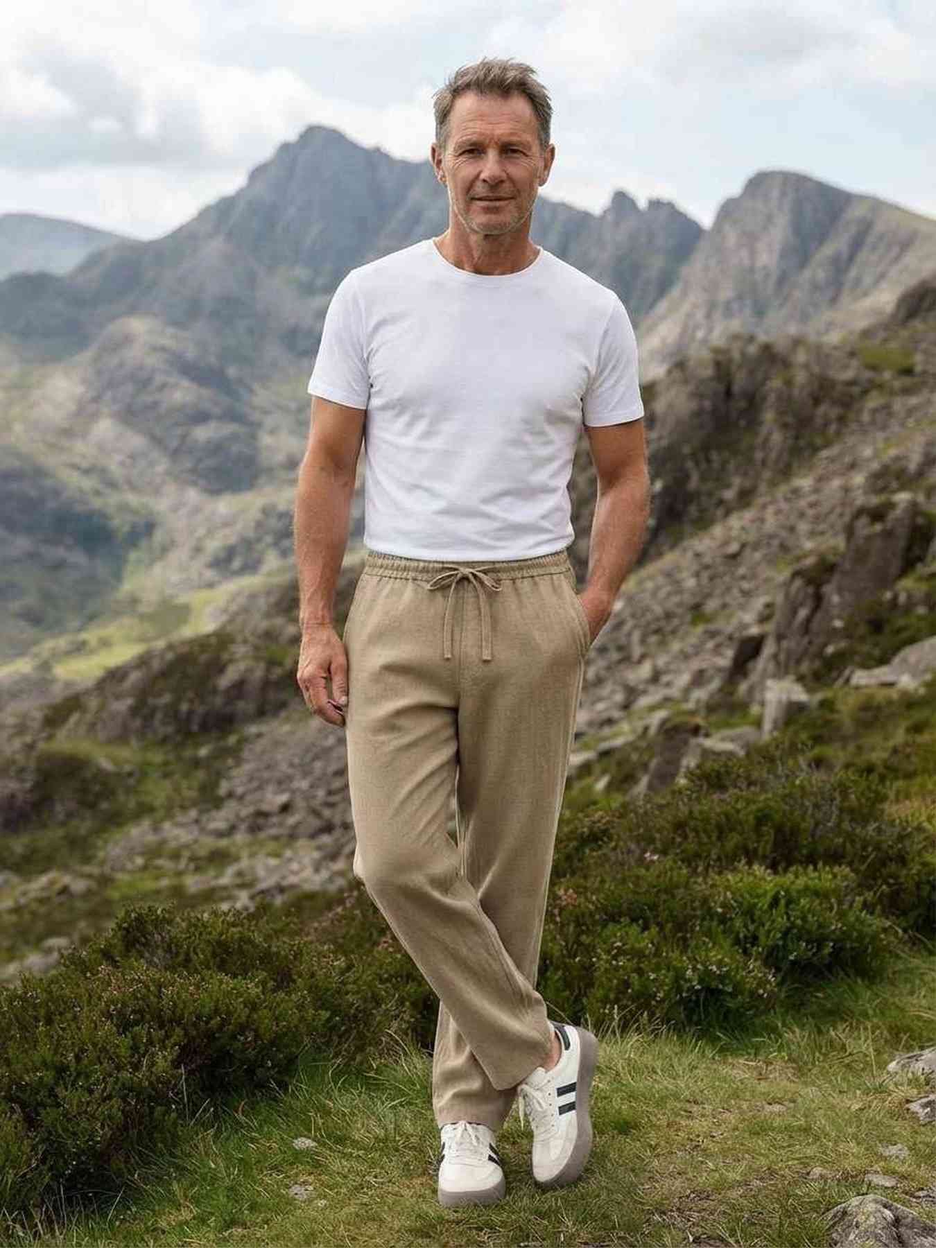 Pantalon décontracté homme tendance, jambe droite