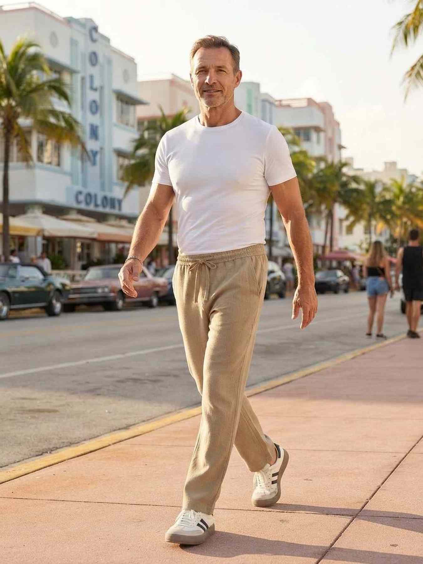 Pantalon casual homme tendance ajusté