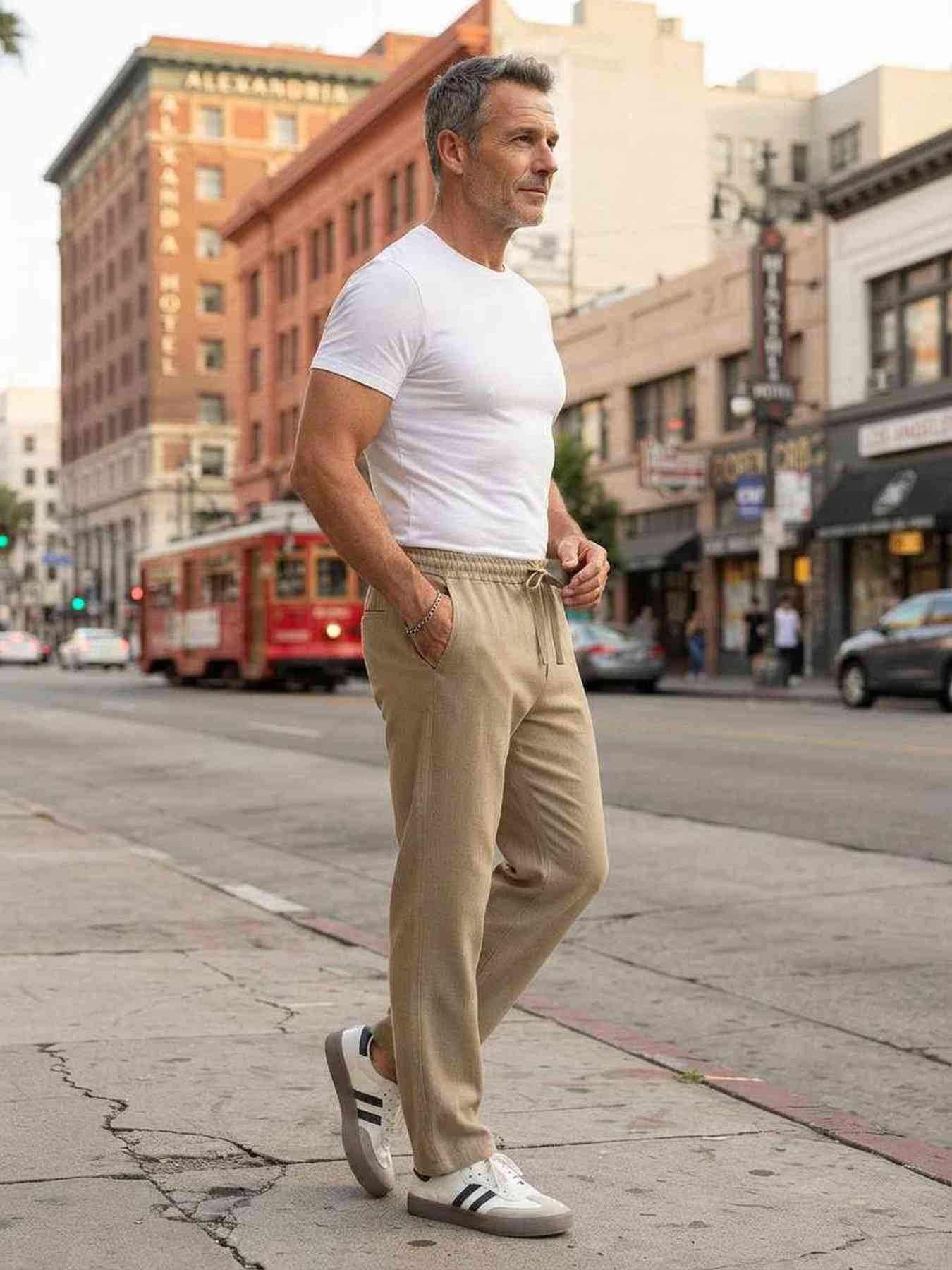 Pantalon décontracté homme tendance et à la mode, coupe droite, velours côtelé, 9 po