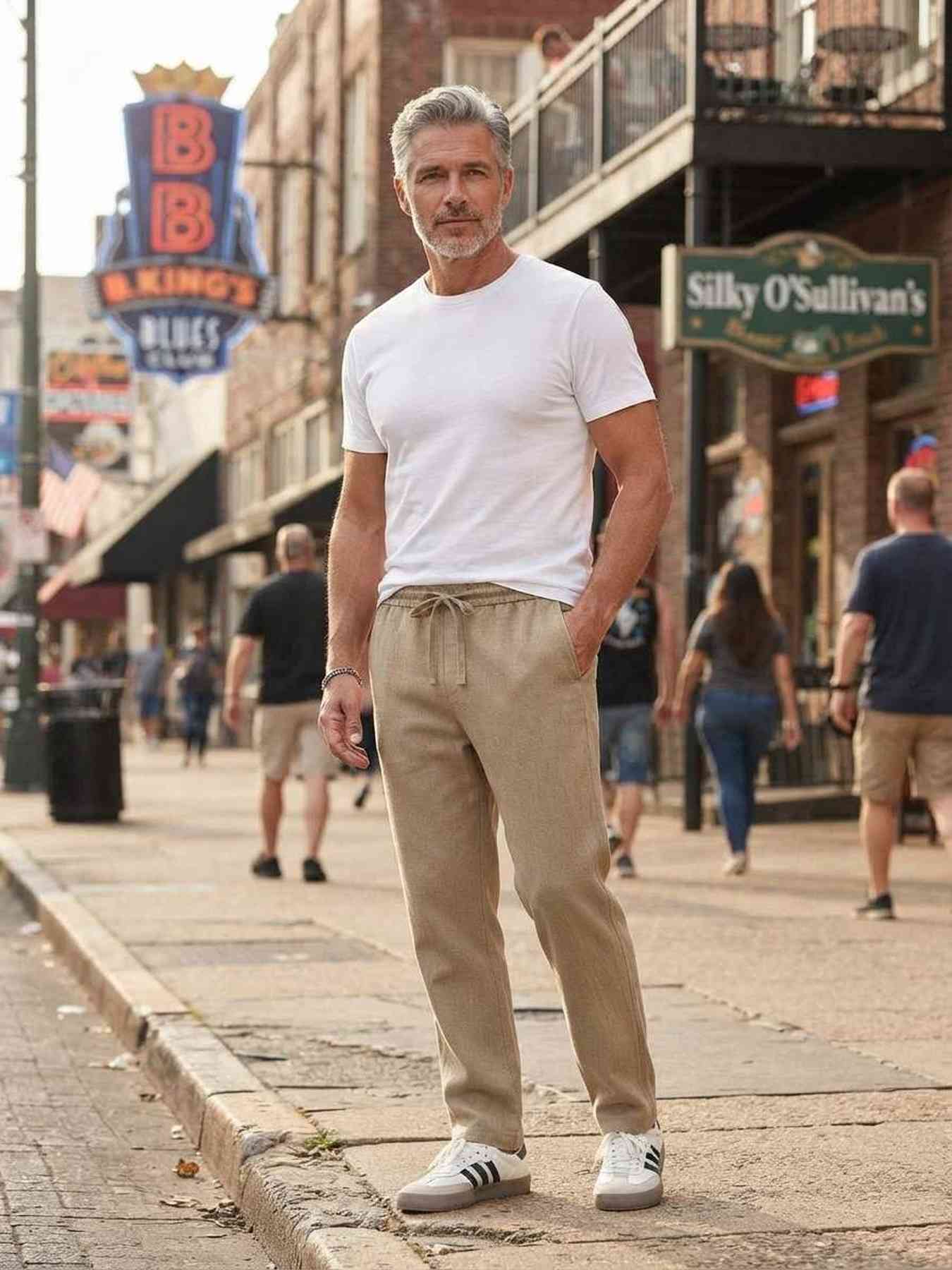 Pantalon décontracté homme tendance, jambe droite