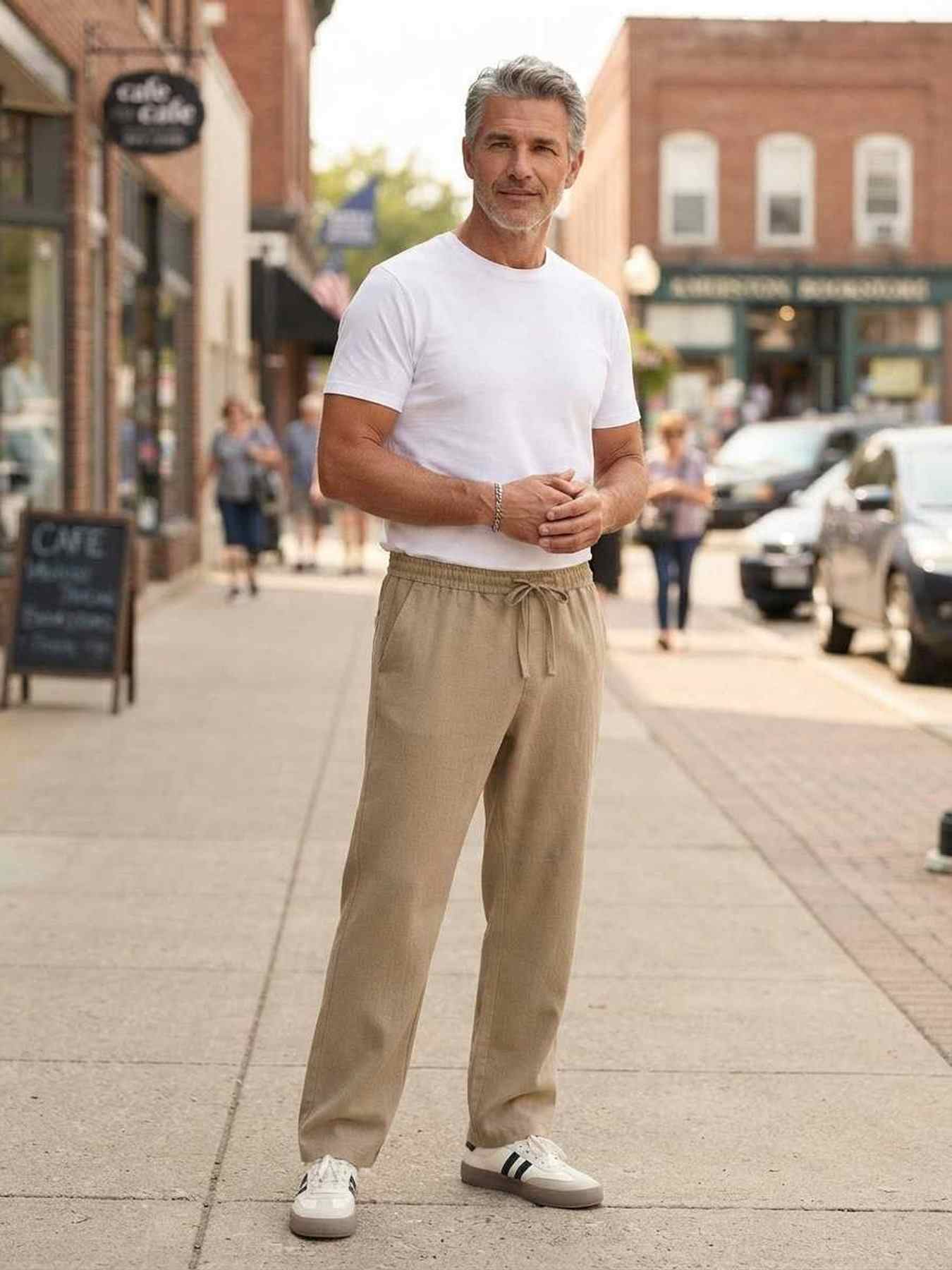 Pantalon casual homme tendance ajusté