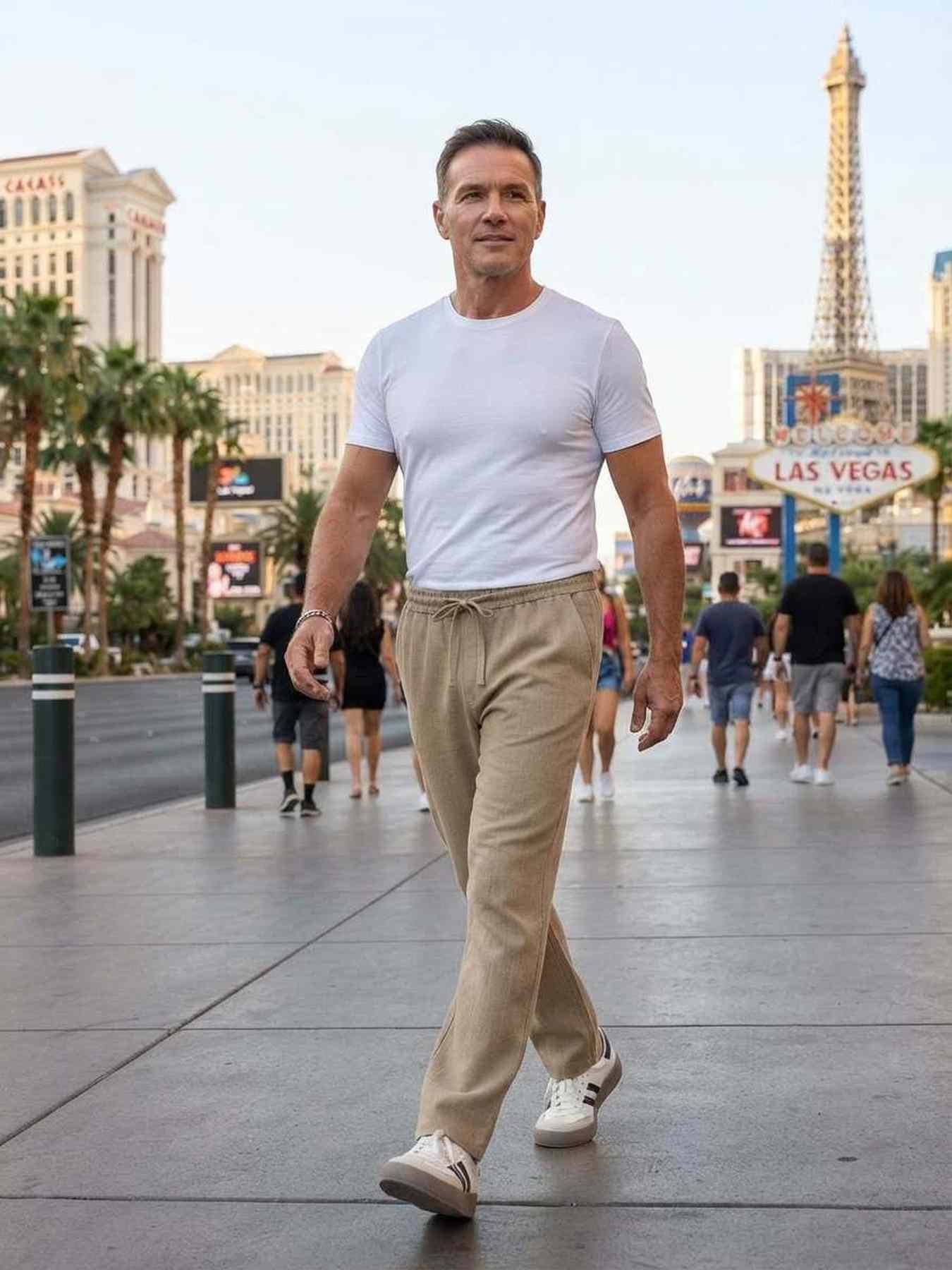 Pantalon décontracté homme tendance, jambe droite