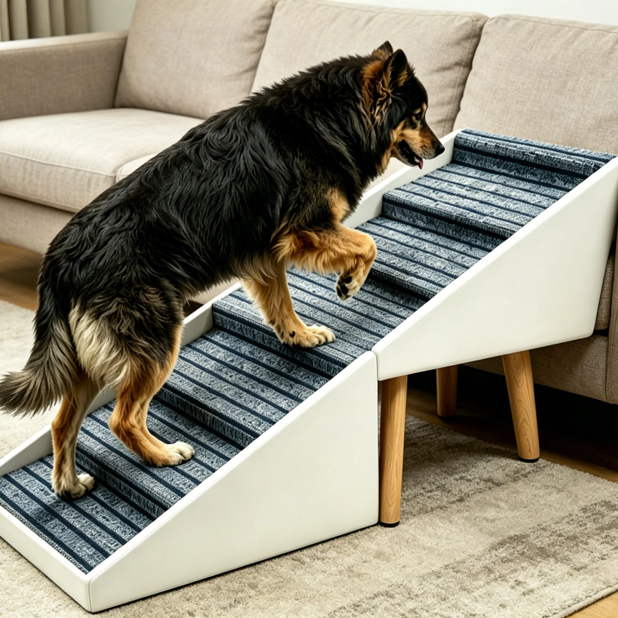 Escalier chien 2-en-1 25.2po, ottoman, beige