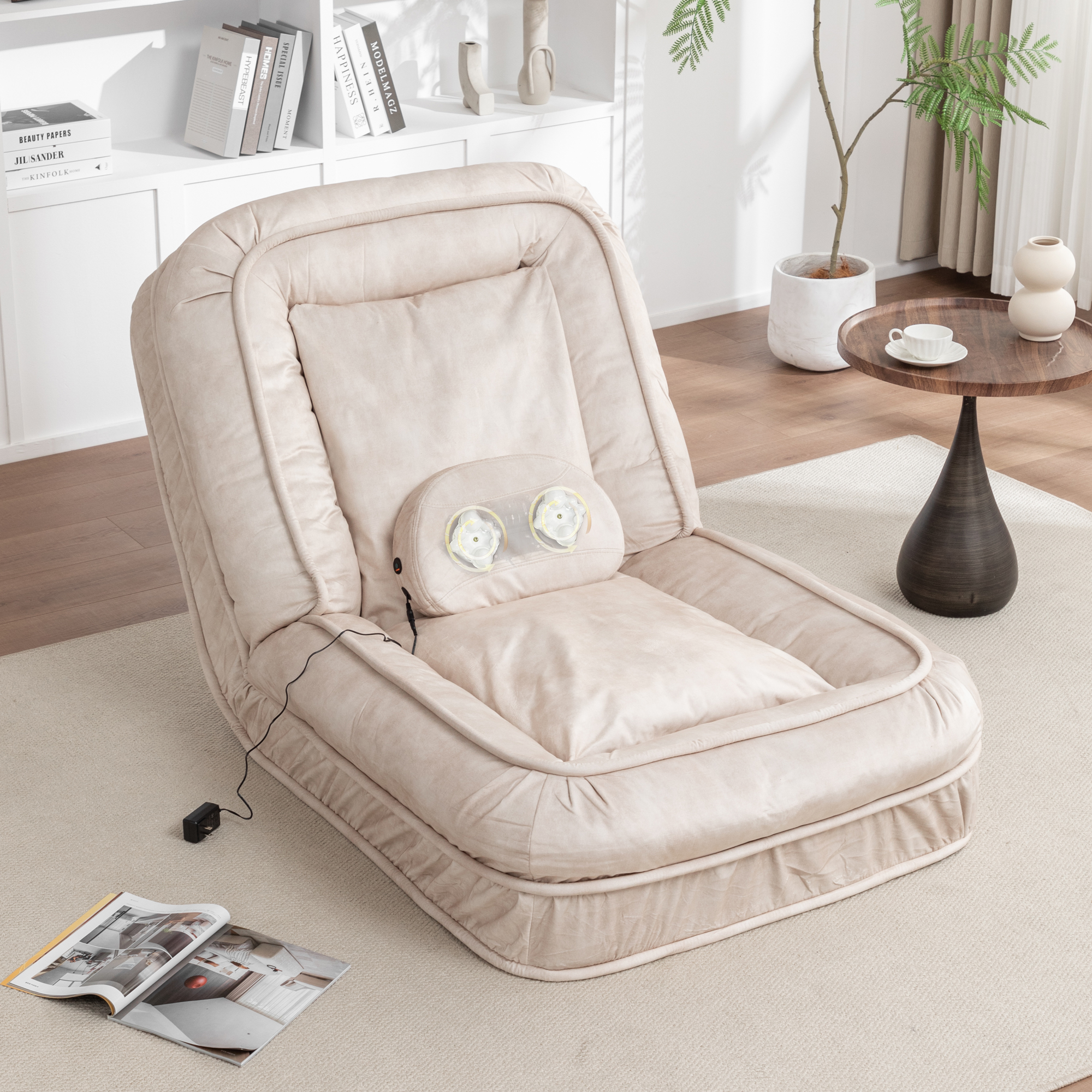 Lit chien humain rembourré, 5 positions, massage, 2 coussins