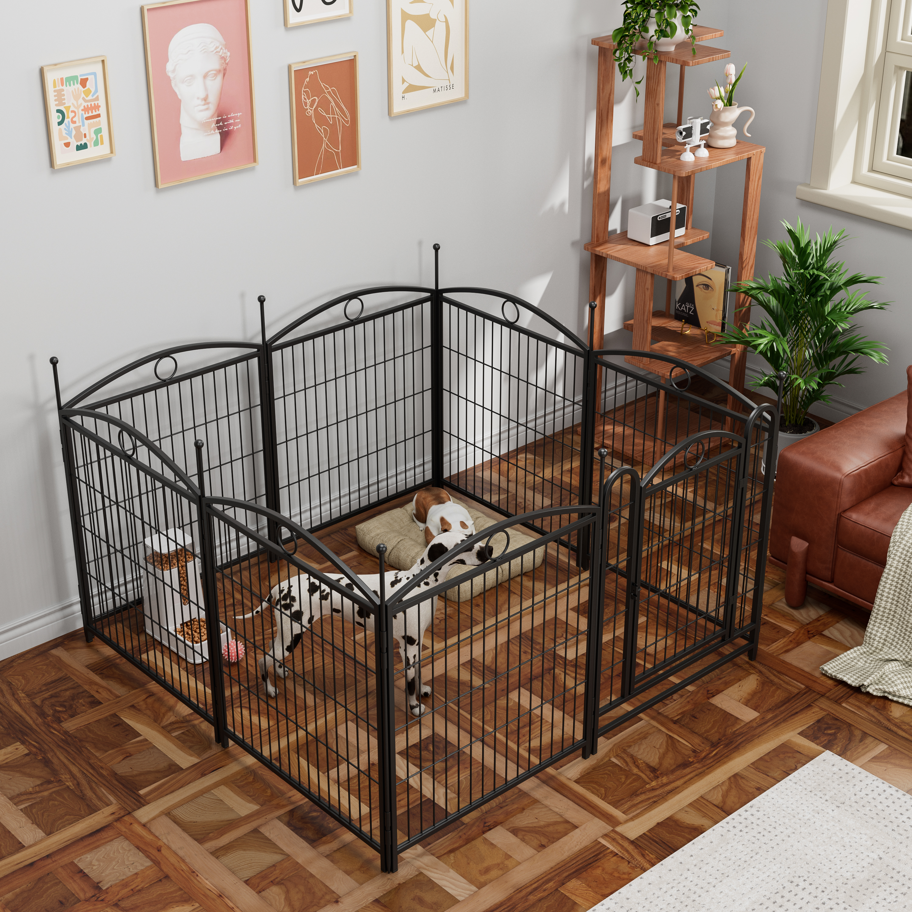 Parc chien 32po 8 panneaux métal pliable