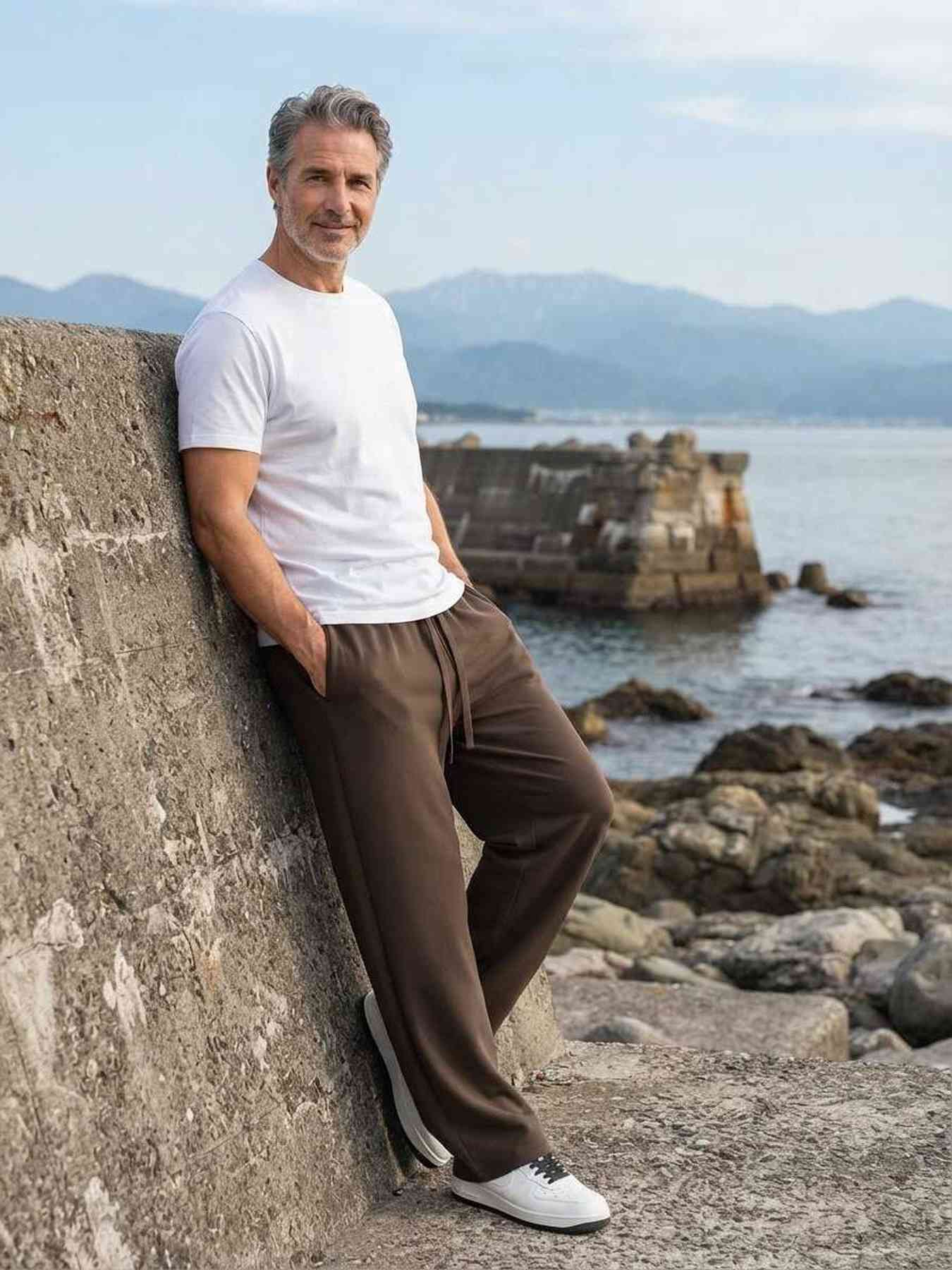 Pantalon casual homme tendance jambe droite