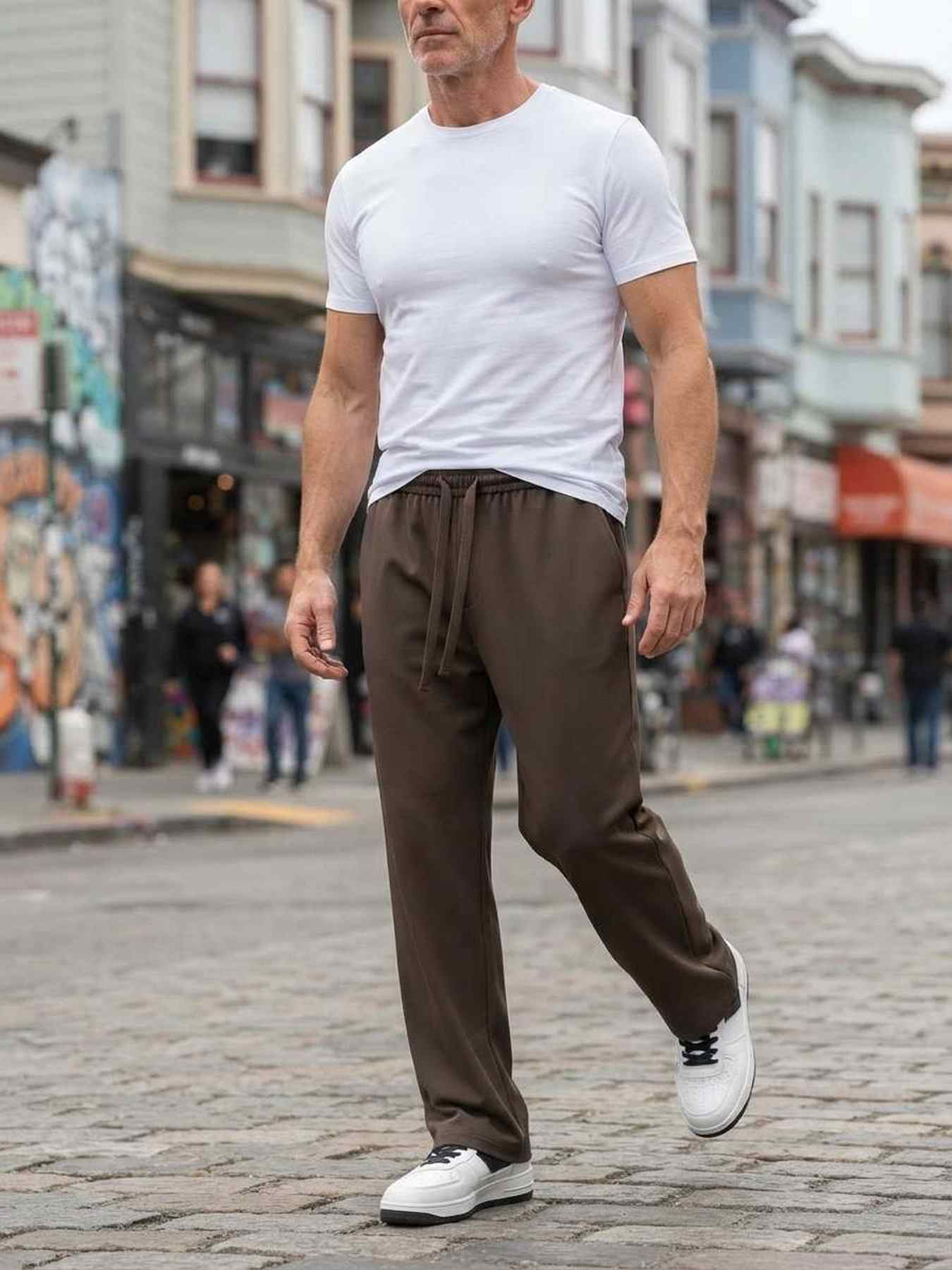 Pantalon casual homme tendance ajusté