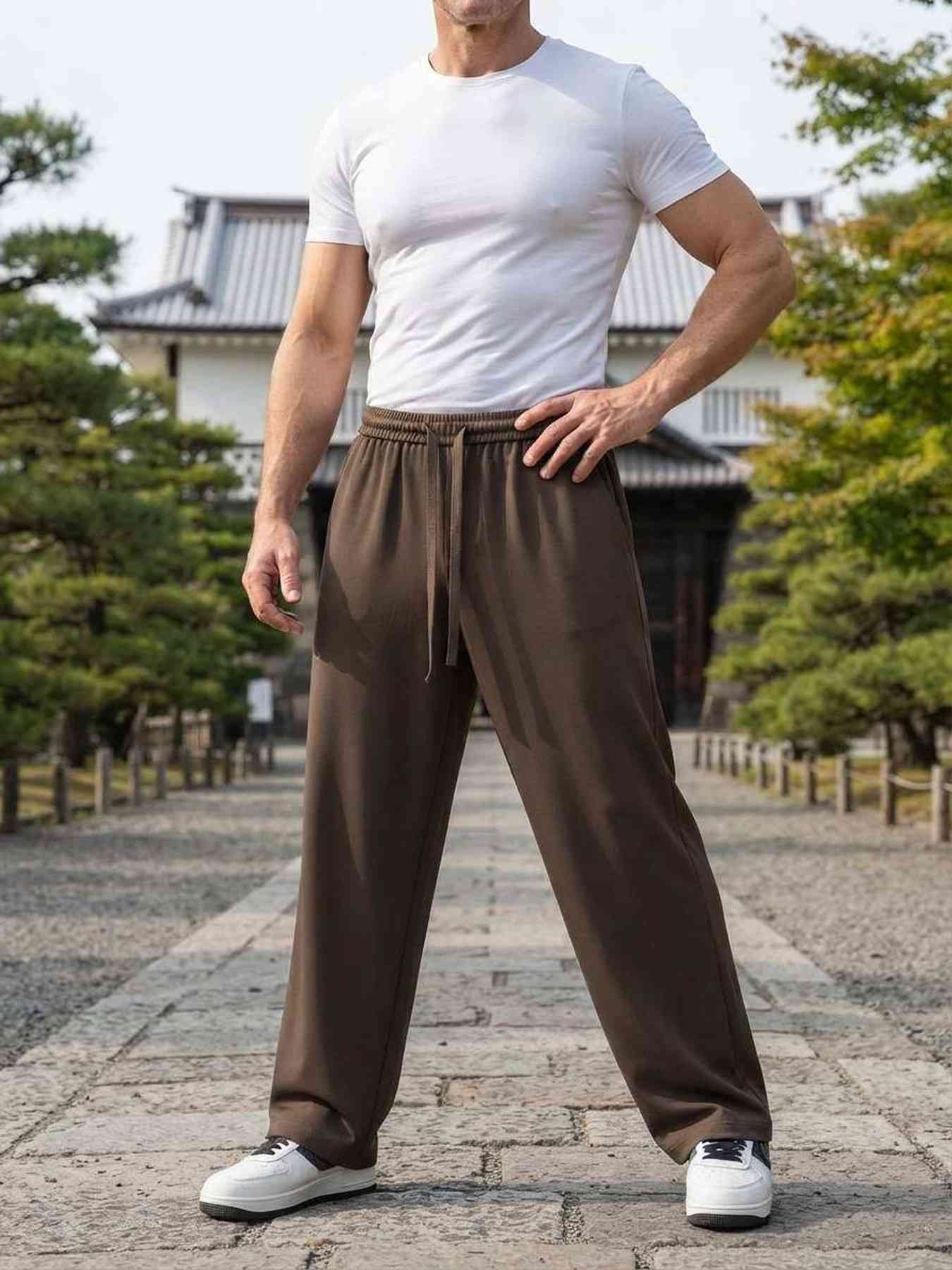 Pantalon casual homme tendance ajusté