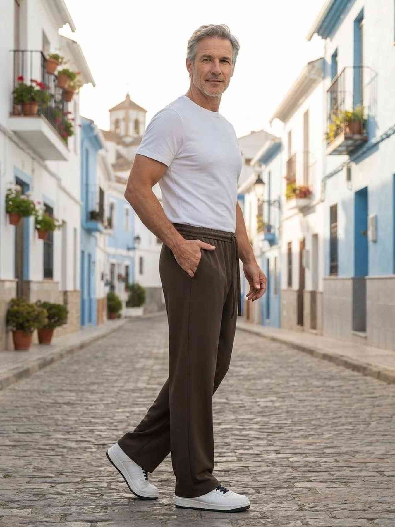 Pantalon casual homme tendance ajusté