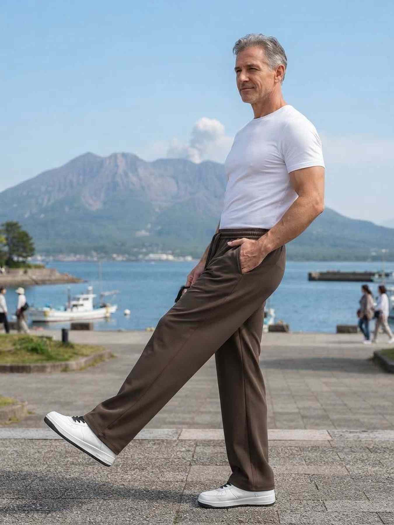 Pantalon casual homme tendance, droit, coton, antifroisses