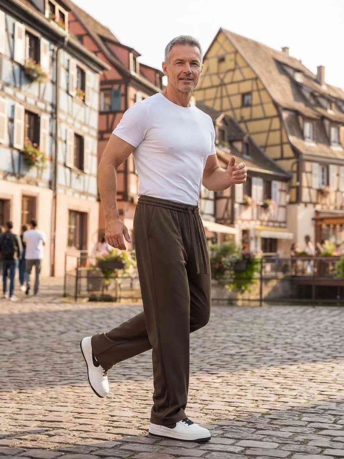 Pantalon casual homme tendance, droit, coton, antifroisses