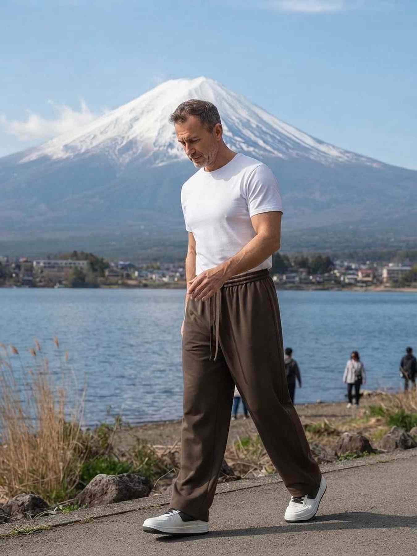 Pantalon décontracté homme, jambe droite, cordon coulissant