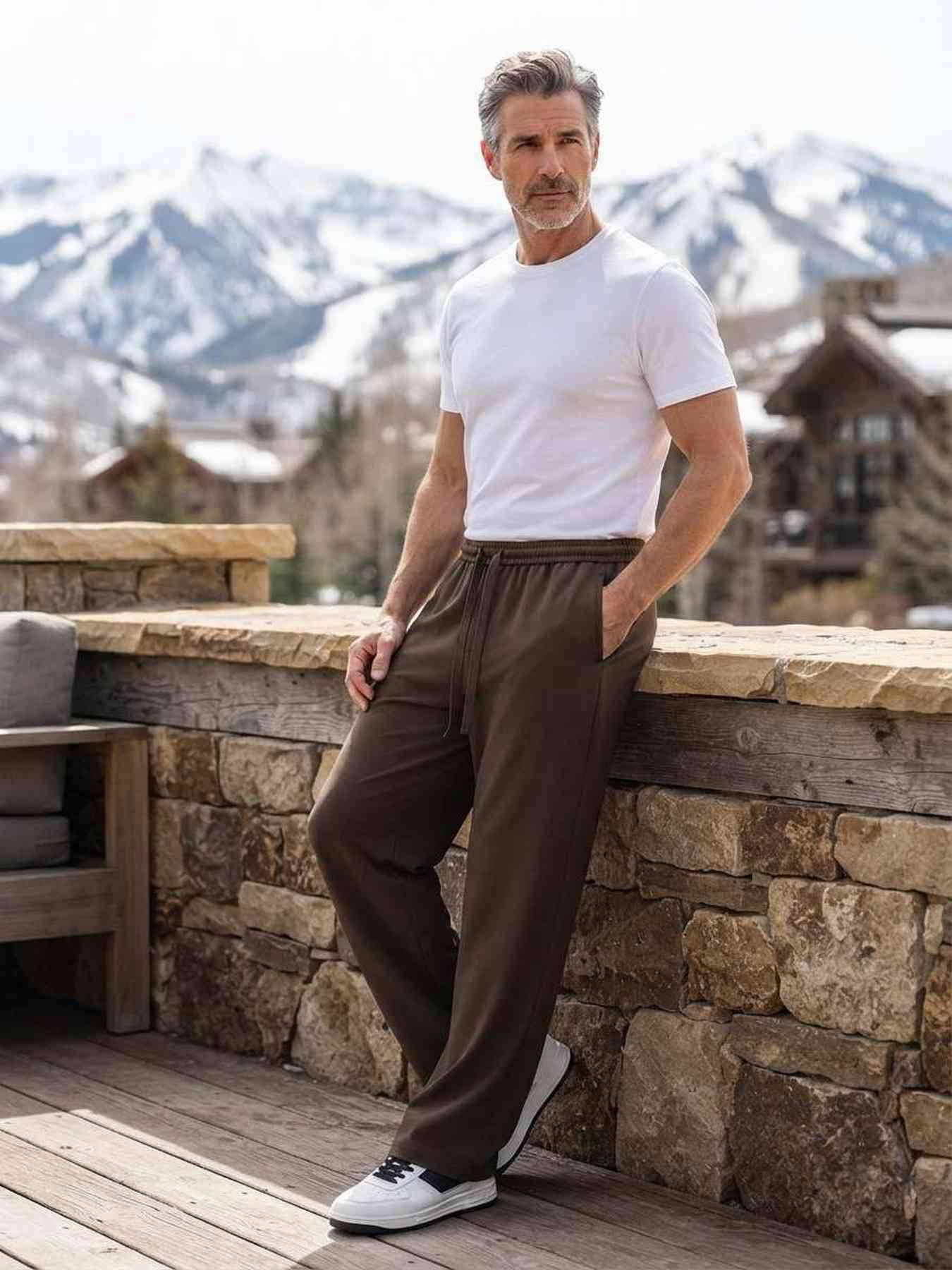 Pantalon casual homme décontracté en velours côtelé ajusté antirides