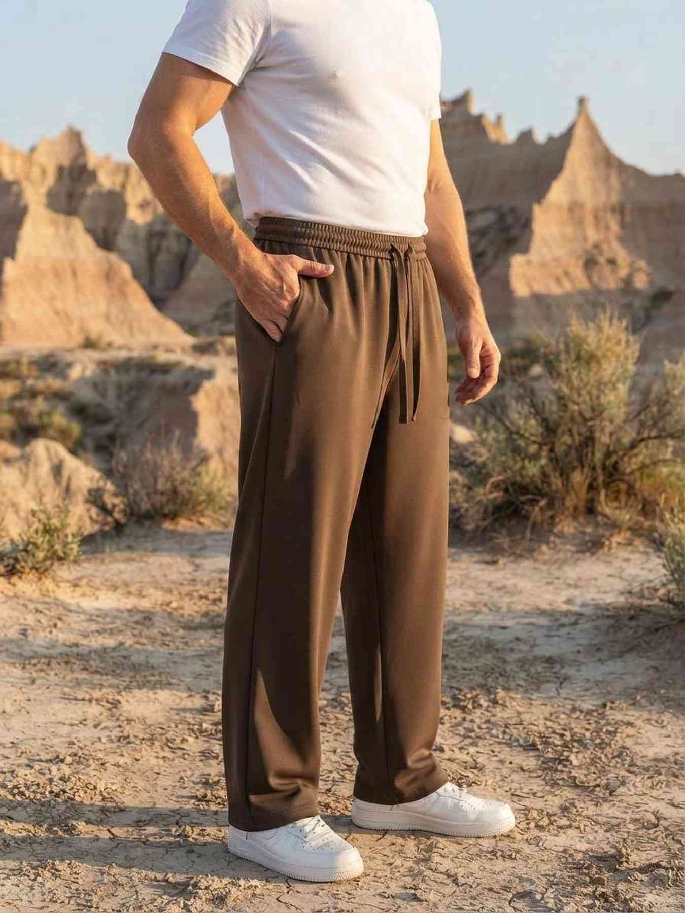 Pantalon casual homme tendance, droit, coton, antifroisses