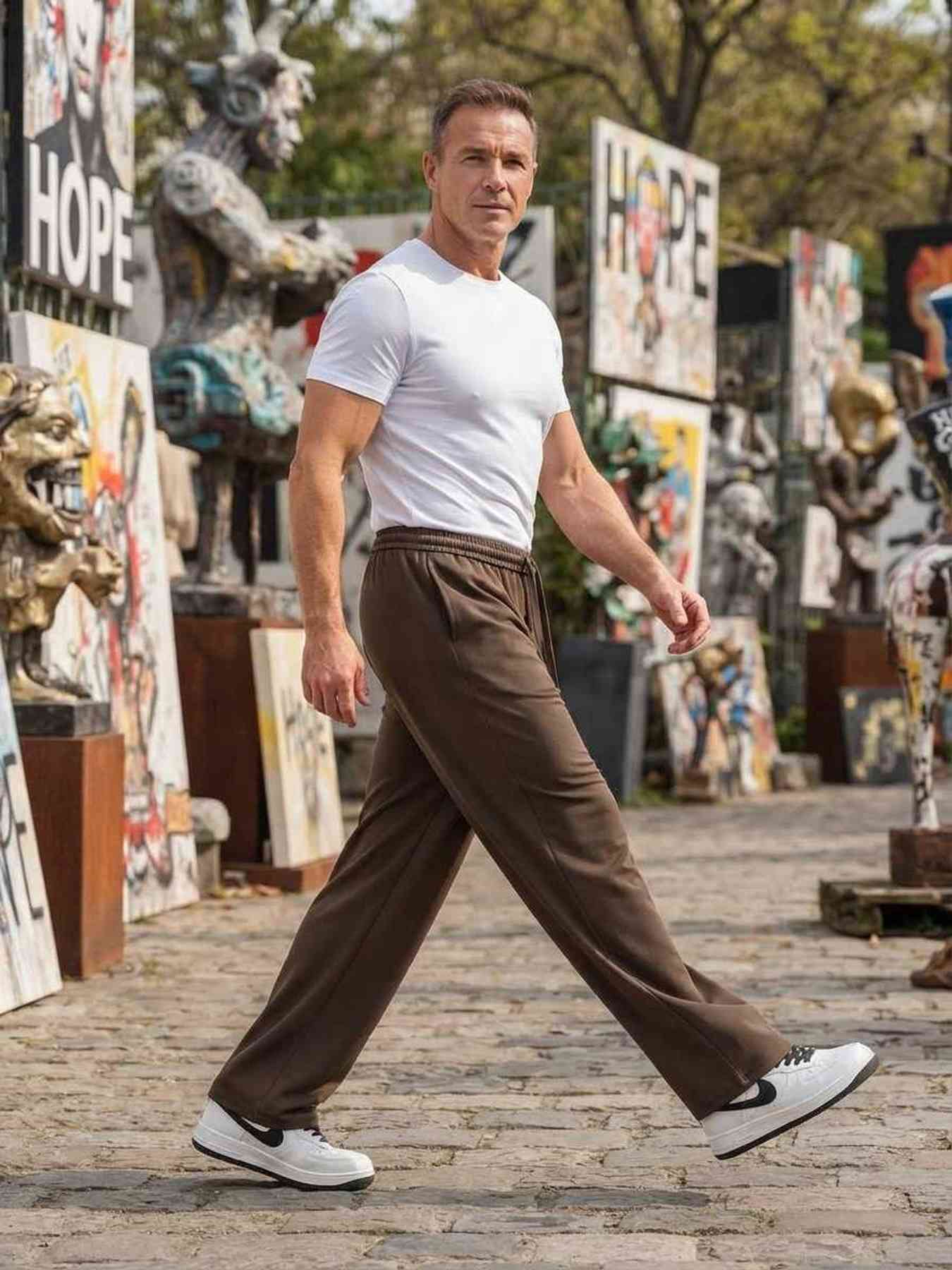 Pantalon casual tendance pour homme, jambe droite