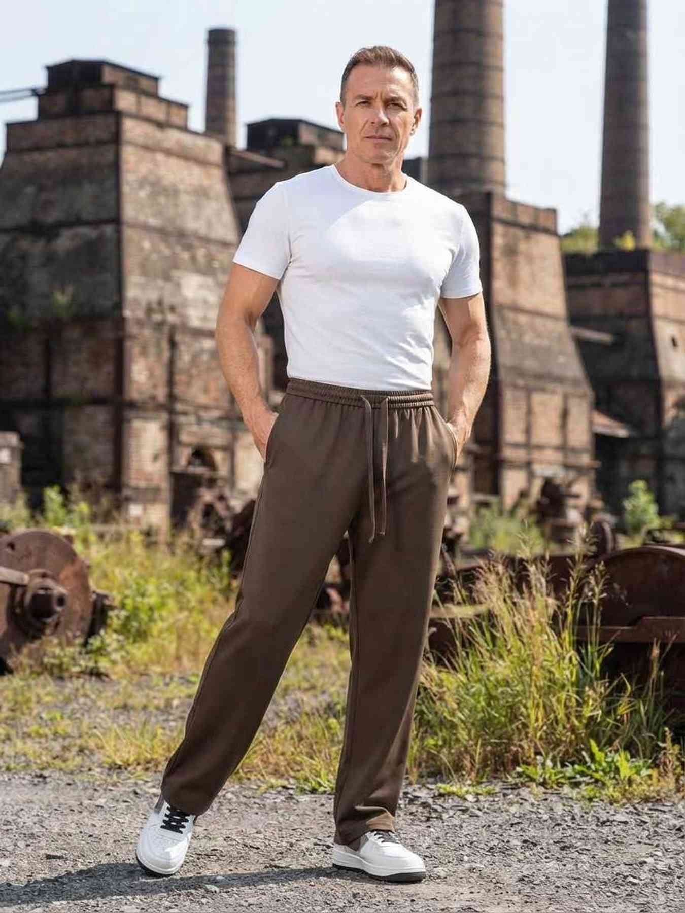 Pantalon casual homme tendance, longueur régulière, coton corduroy