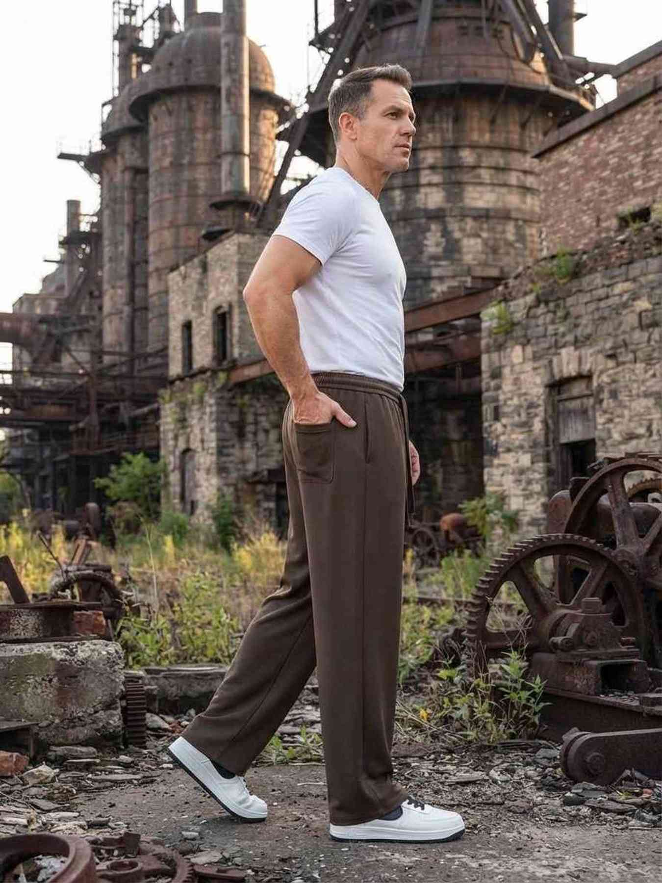Pantalon casual tendance homme, long, droit, velours côtelé, ajusté, anti-froissure