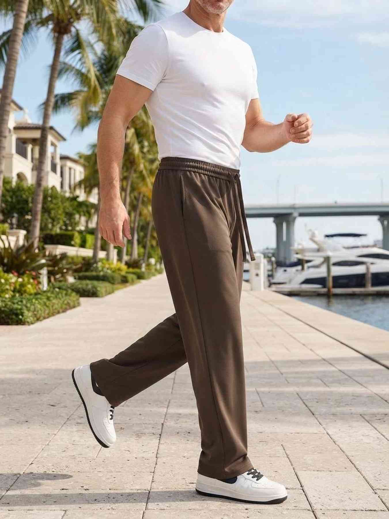 Pantalon casual tendance homme, coupe droite, corduroy, antirides, 9 po