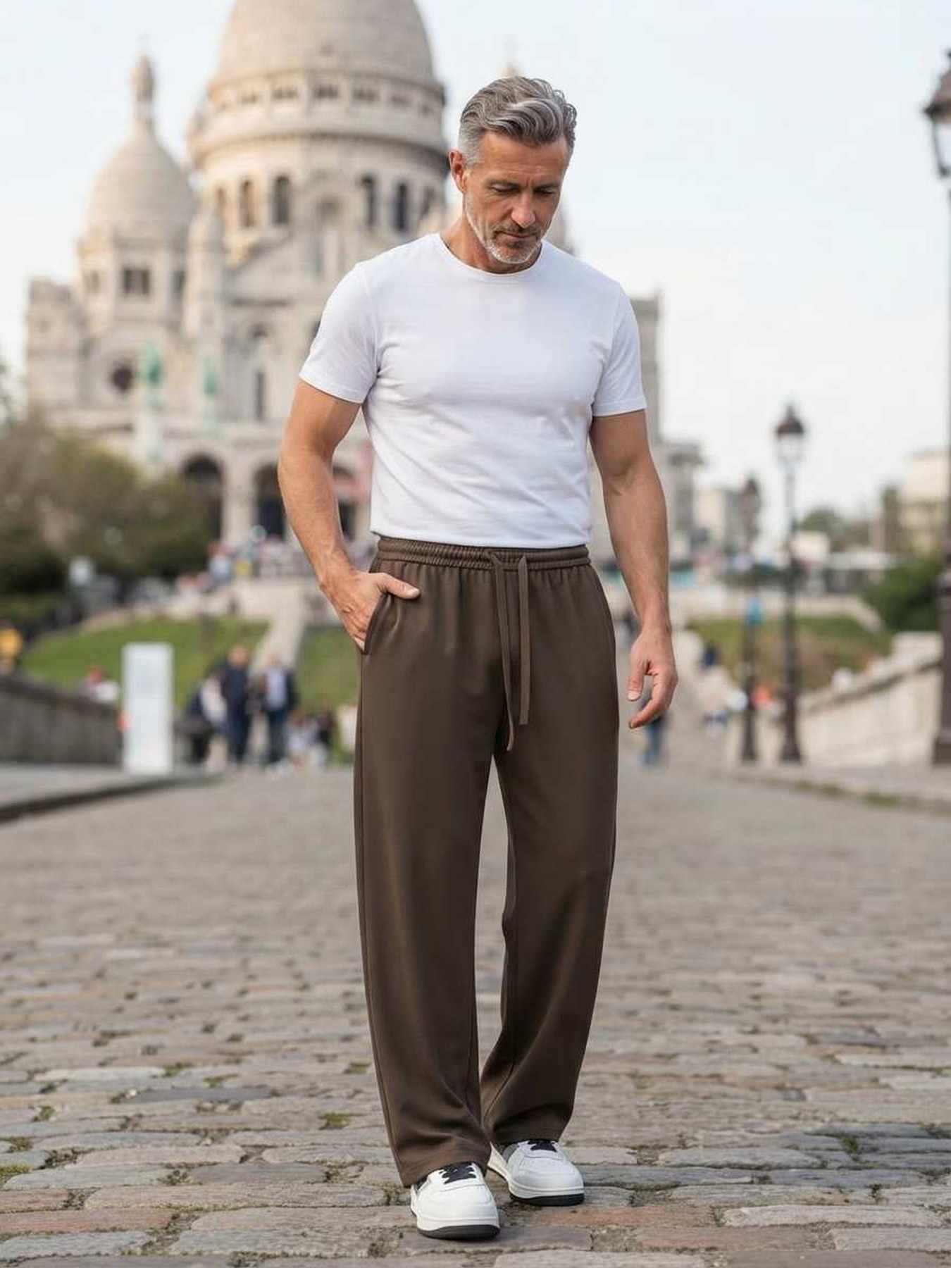 Pantalon casual homme tendance ajusté