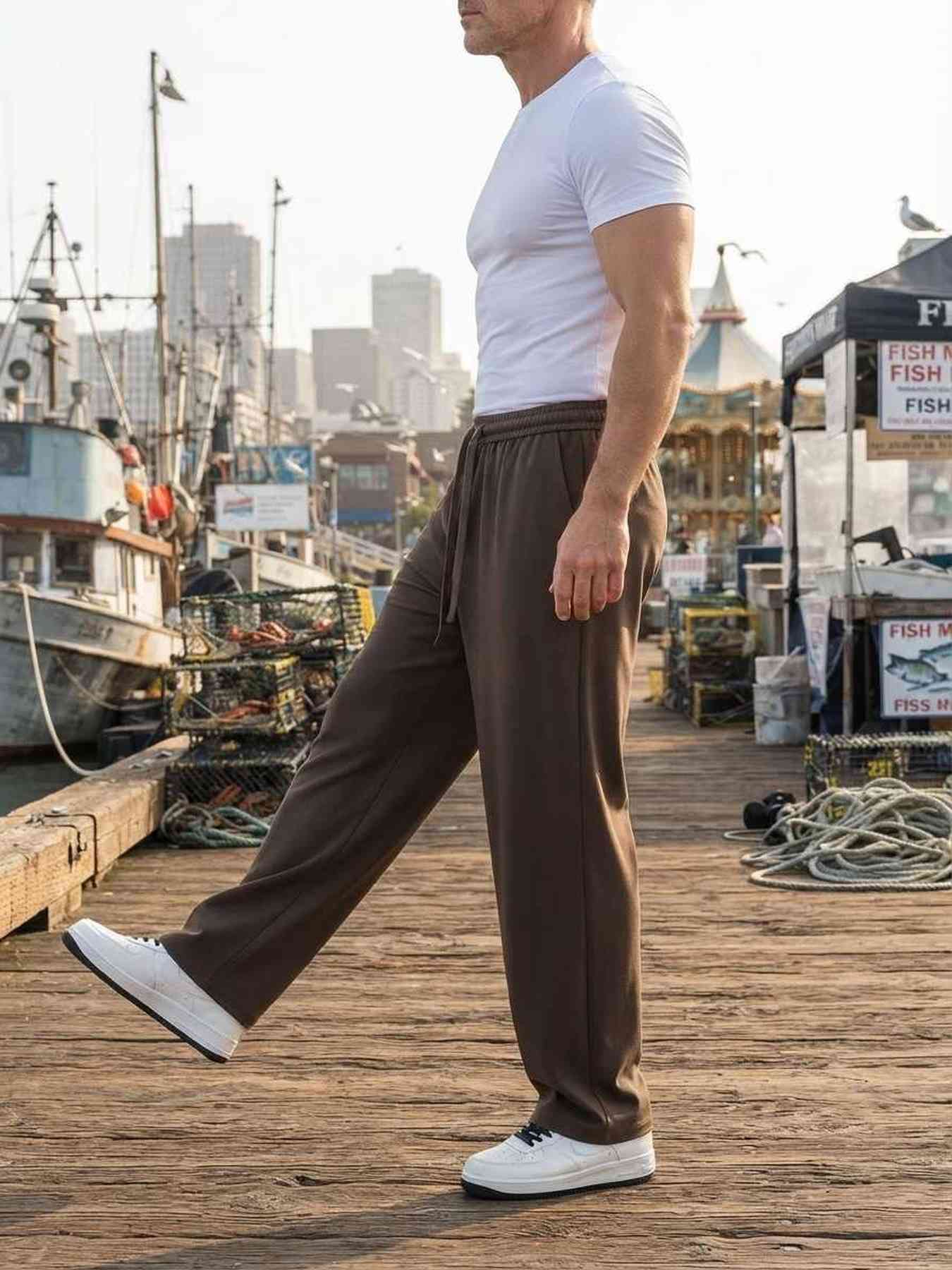 Pantalon casual tendance homme, coupe droite, corduroy, antirides, 9 po