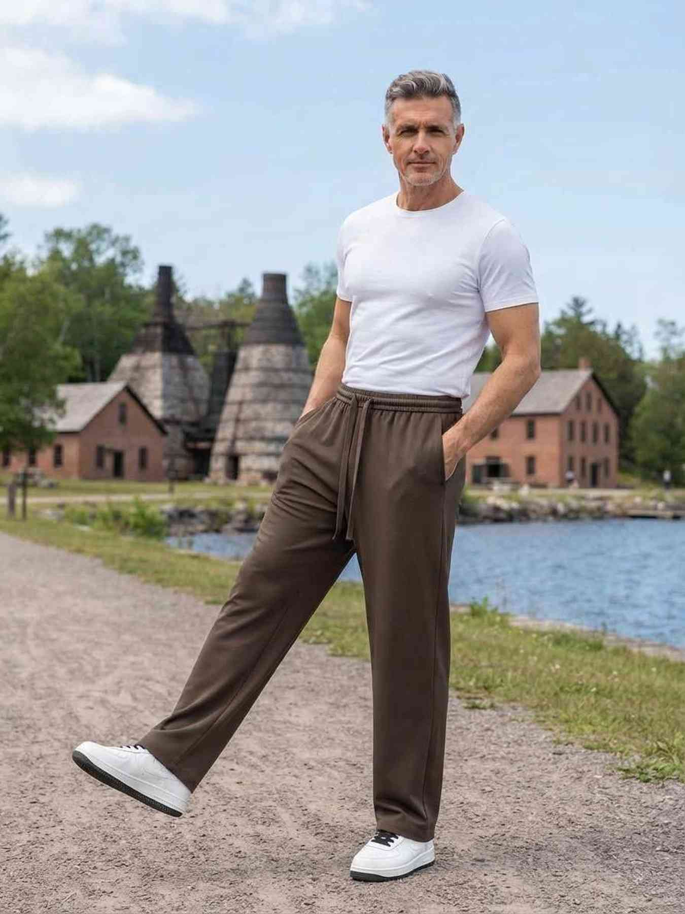 Pantalon casual tendance homme, long, droit, velours côtelé, ajusté, infroissable