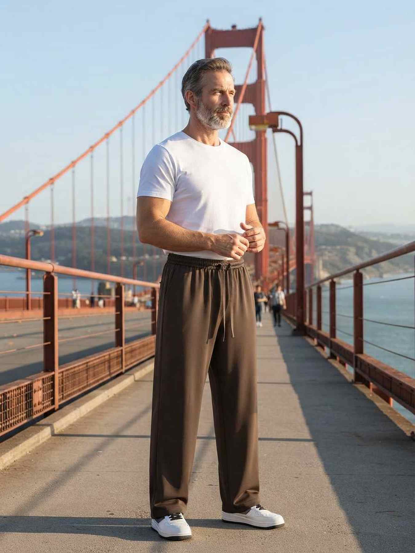 Pantalon casual homme tendance ajusté