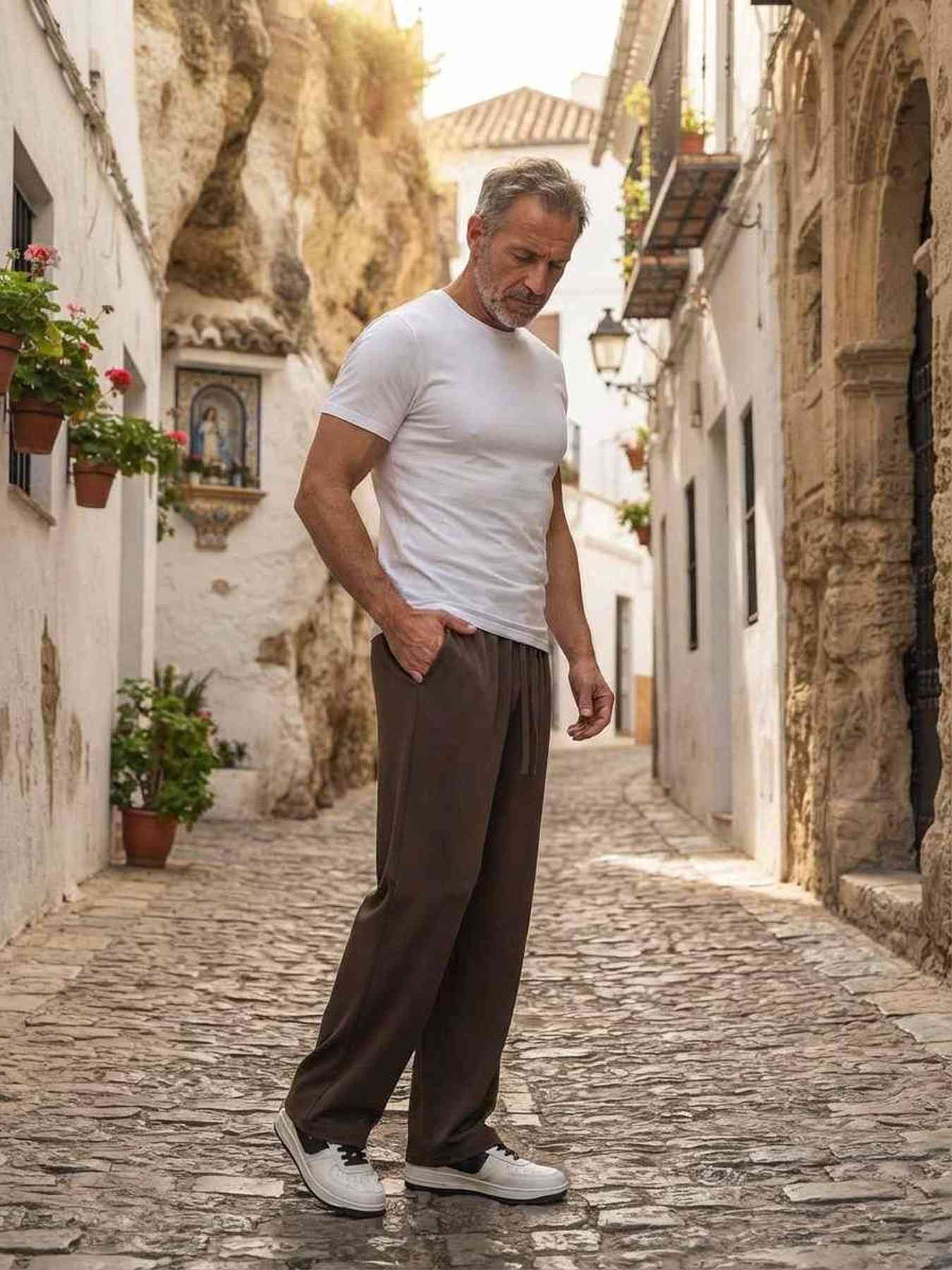 Pantalon casual homme tendance, droit, velours côtelé, ajusté, anti-froissement