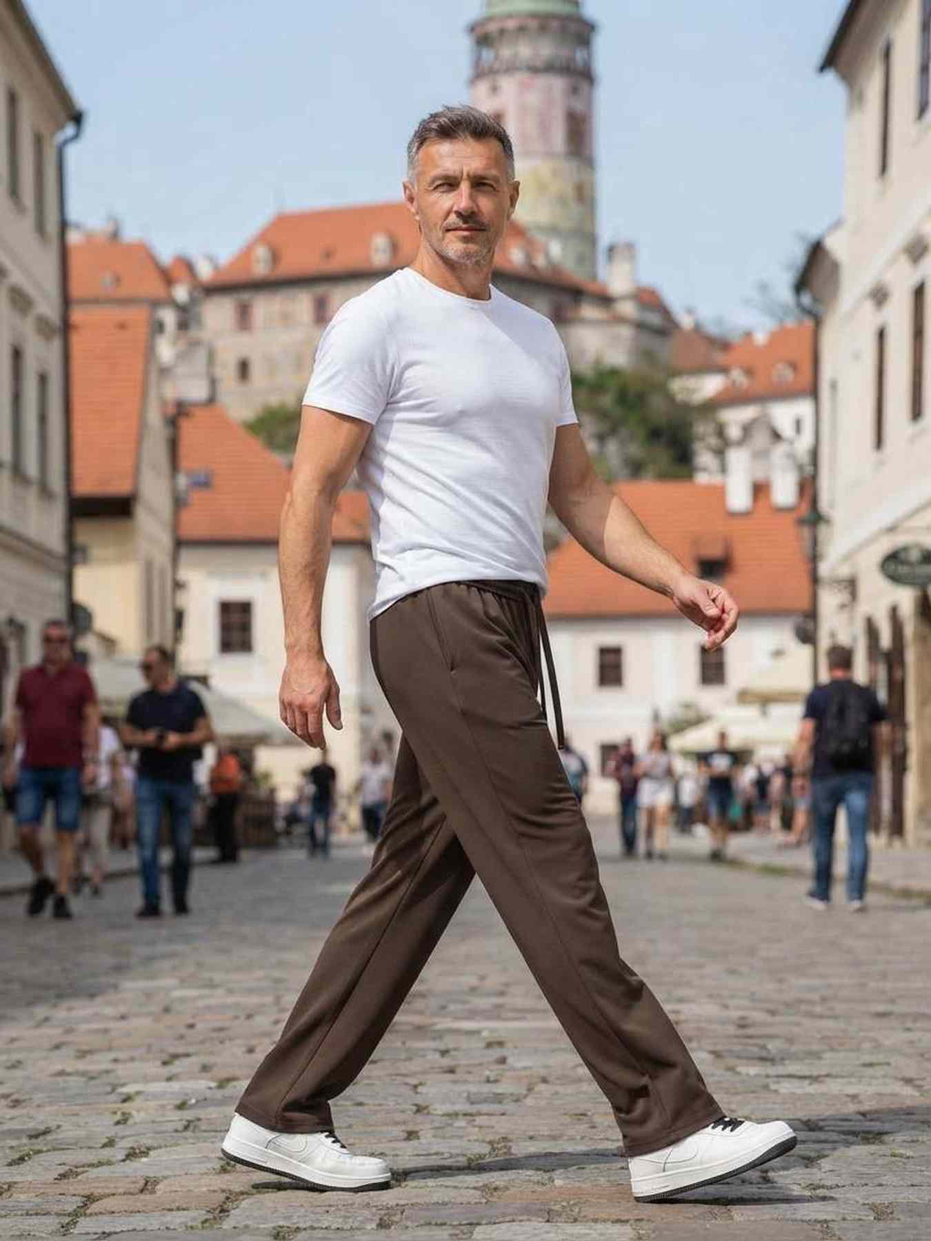 Pantalon casual homme décontracté en velours côtelé ajusté antirides