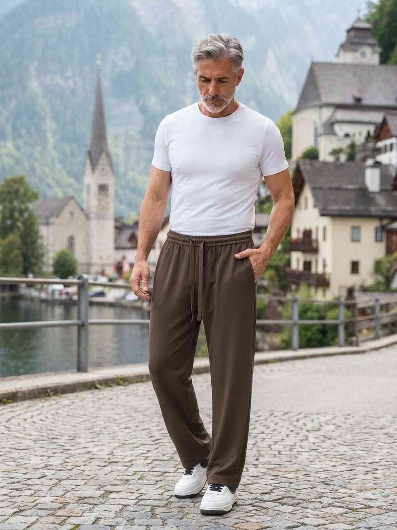 Pantalon casual tendance homme, long, droit, velours côtelé, ajusté, anti-froissure