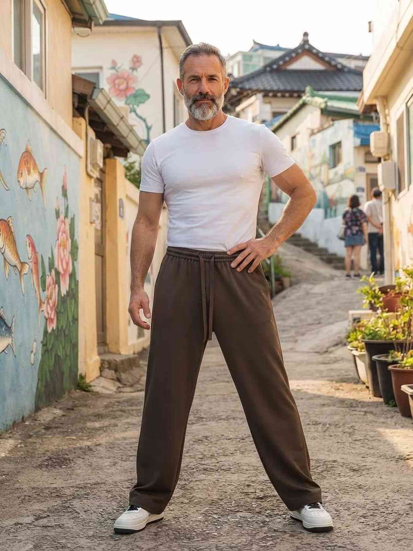 Pantalon casual homme tendance coton ajusté