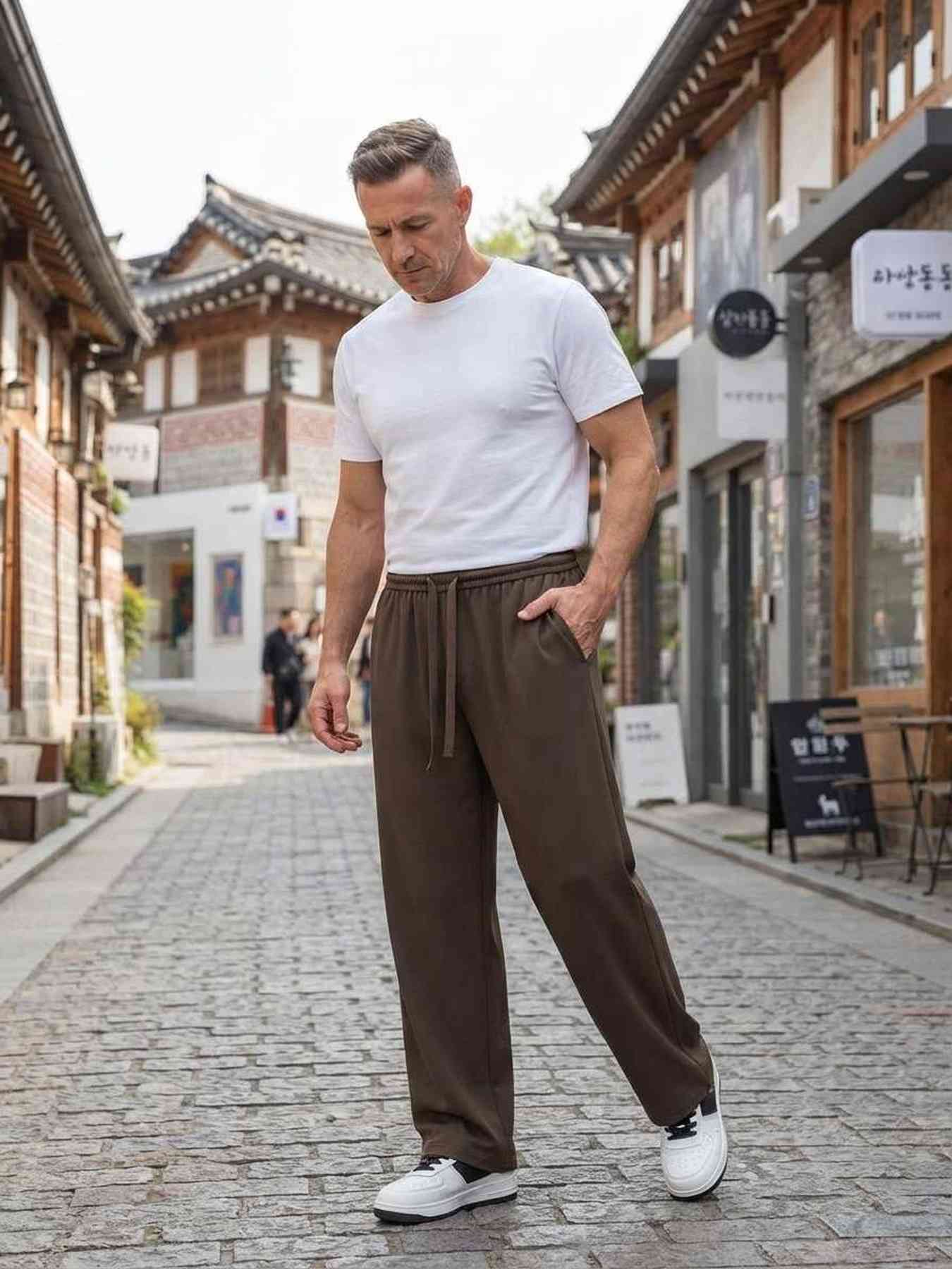 Pantalon casual tendance homme, long, droit, velours côtelé, ajusté, infroissable