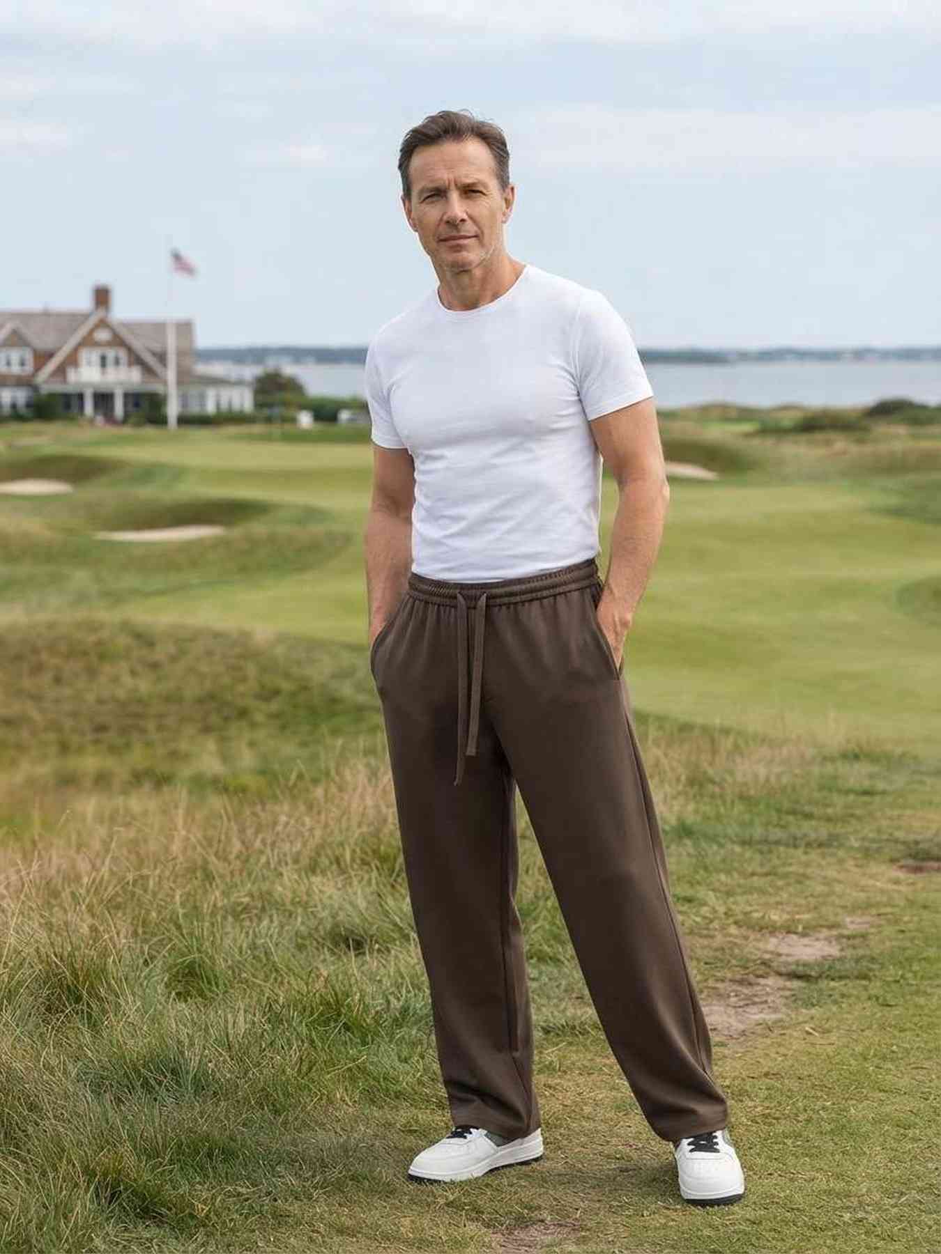 Pantalon casual homme tendance, droit, coton, antifroisses