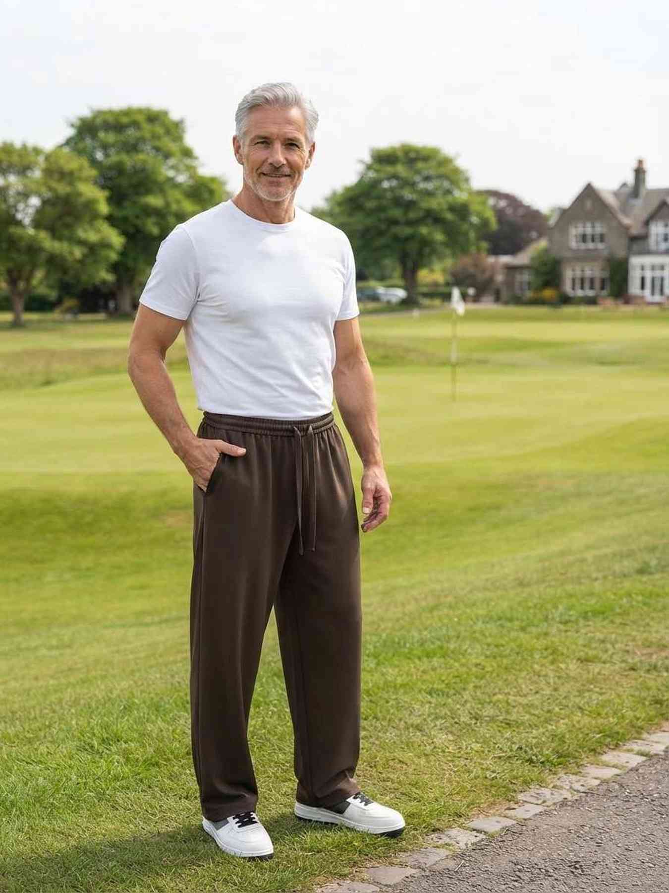 Pantalon décontracté homme, jambe droite, cordon coulissant