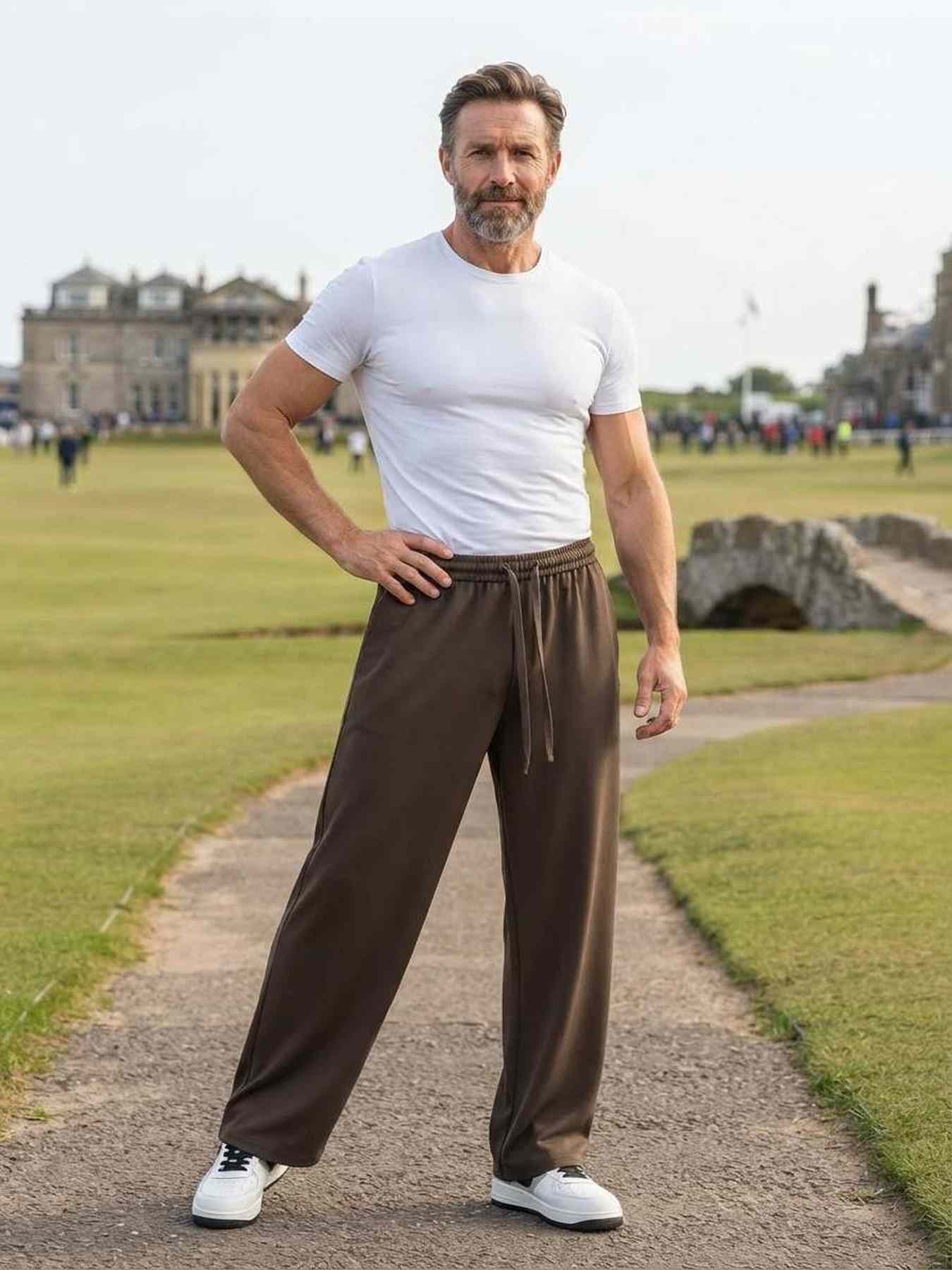 Pantalon casual homme tendance, droit, coton, antifroisses