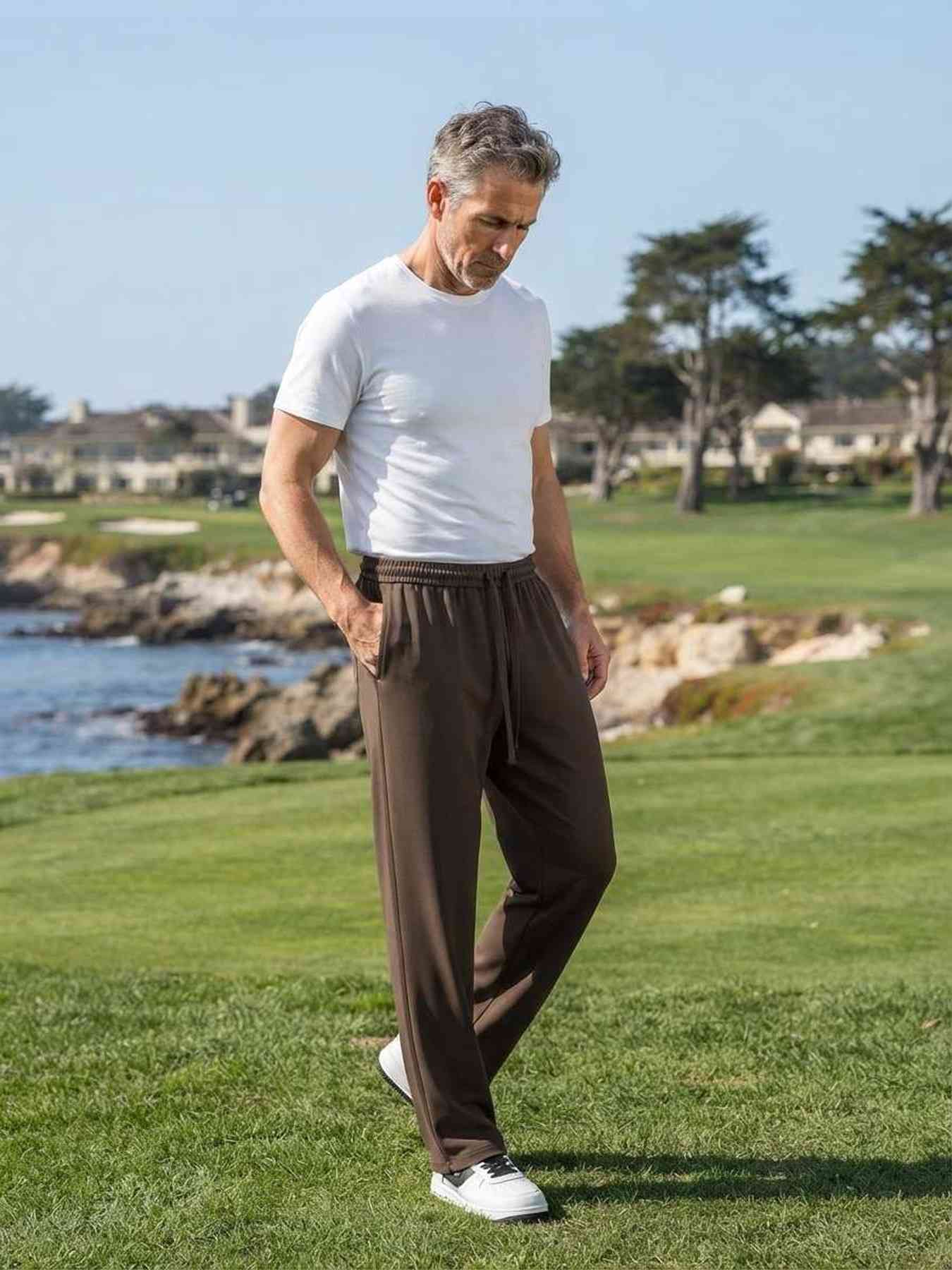 Pantalon casual tendance pour homme, jambe droite