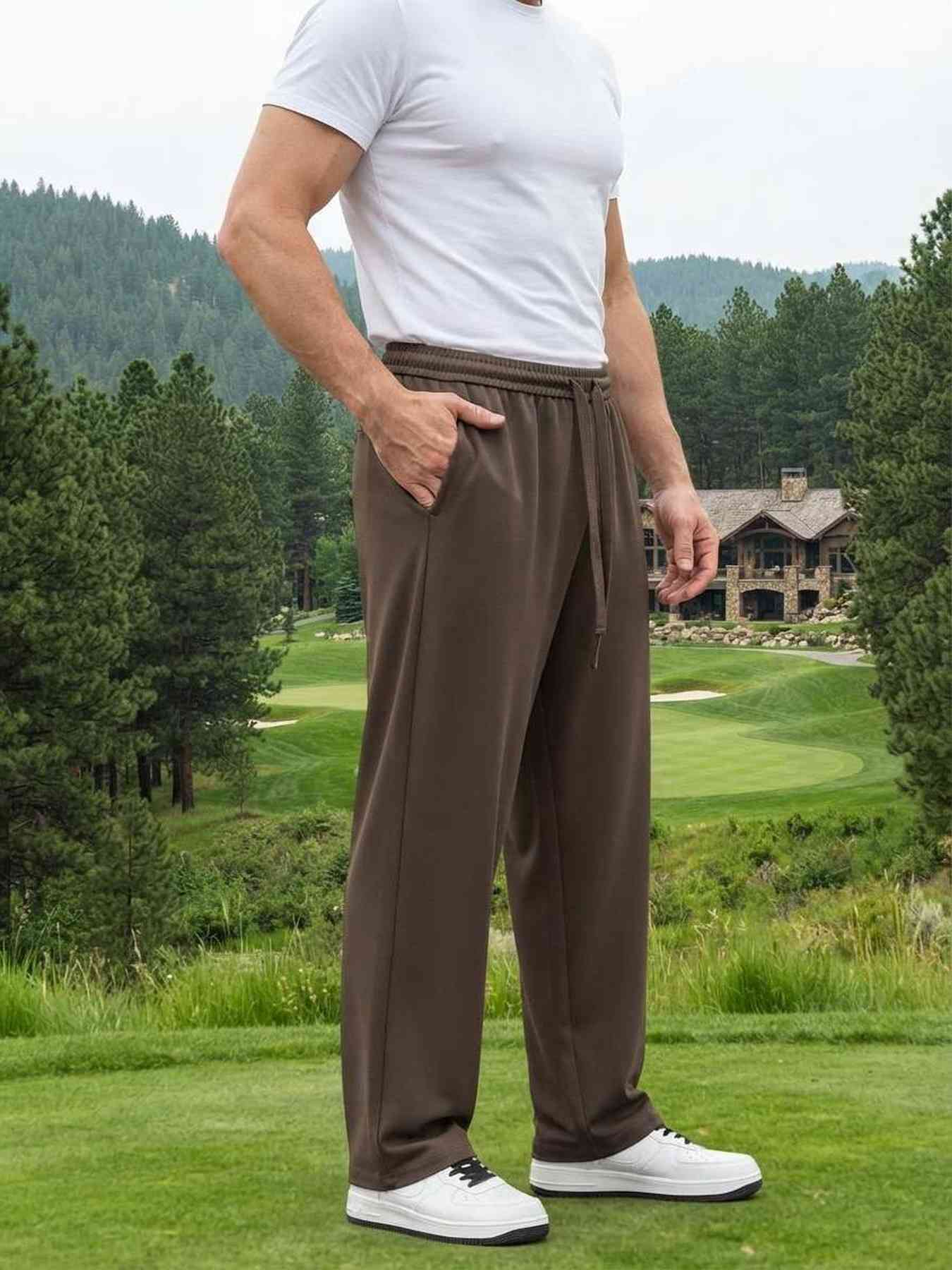 Pantalon casual tendance pour homme, jambe droite