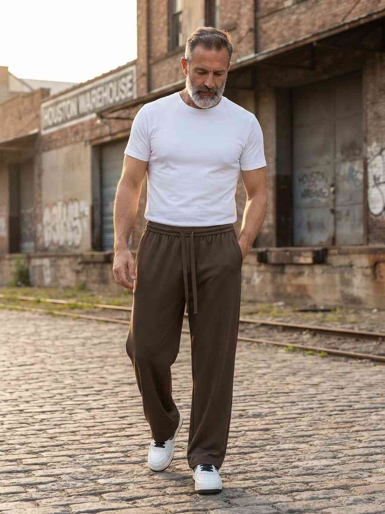 Pantalon casual homme tendance ajusté