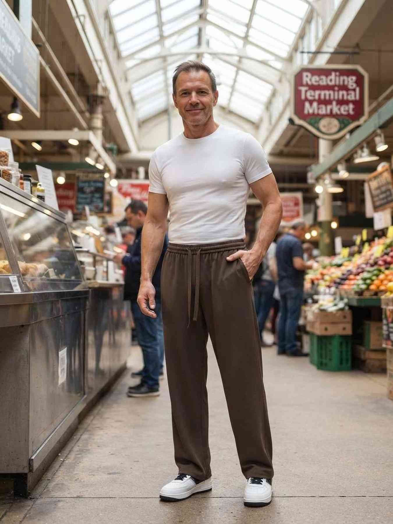 Pantalon casual tendance pour homme, jambe droite